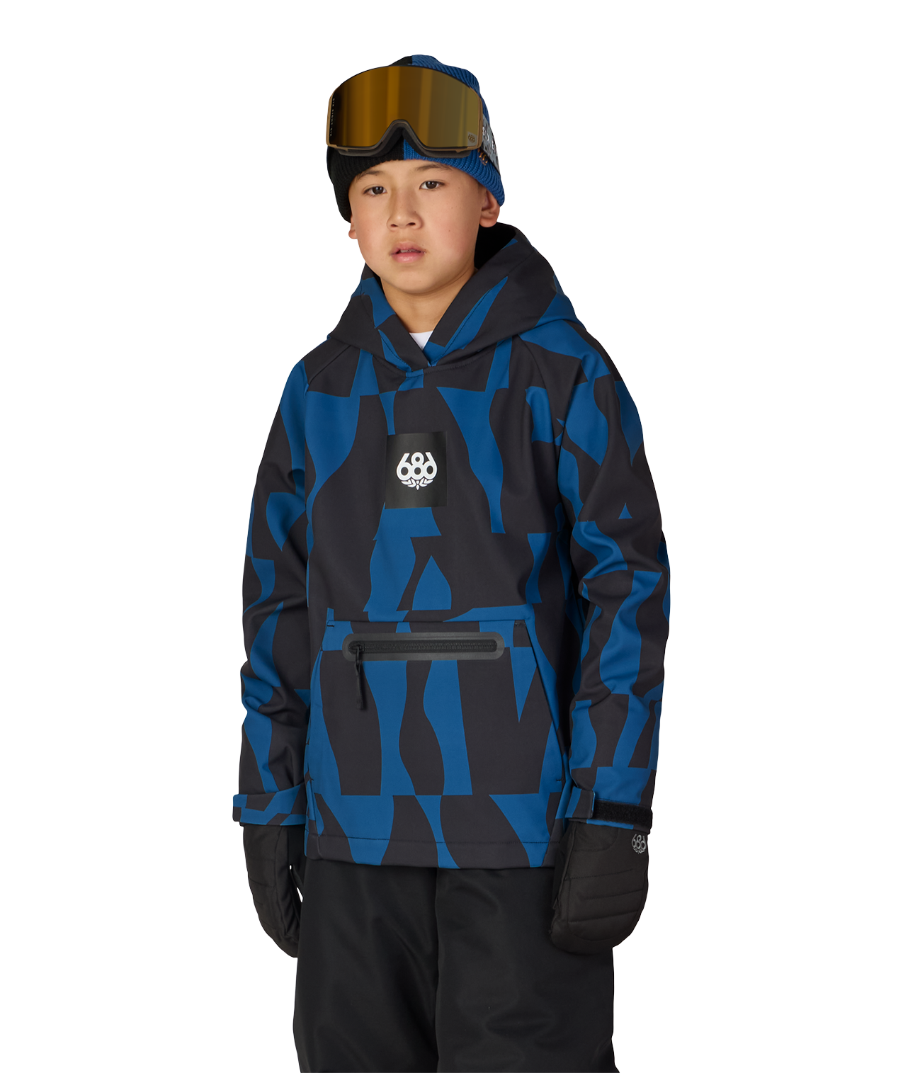 YOUTH WATERPROOF HOODY - BLUE ASH SHAPES