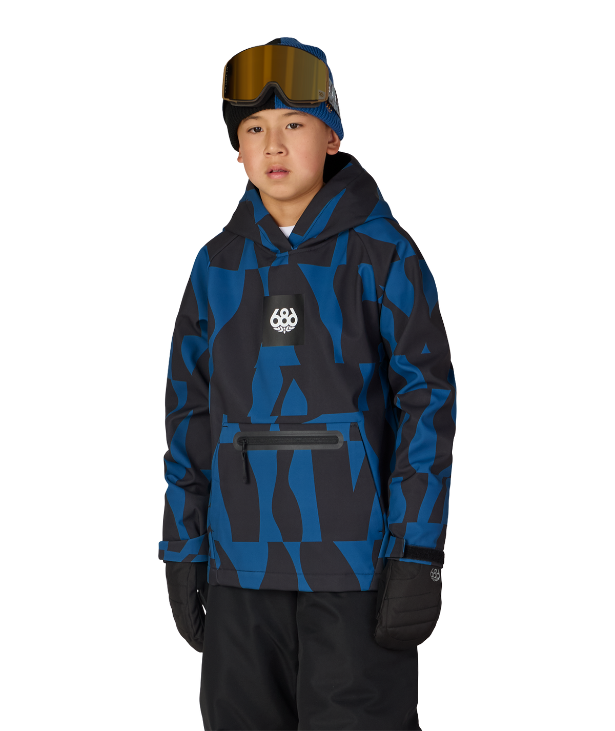 YOUTH WATERPROOF HOODY - BLUE ASH SHAPES