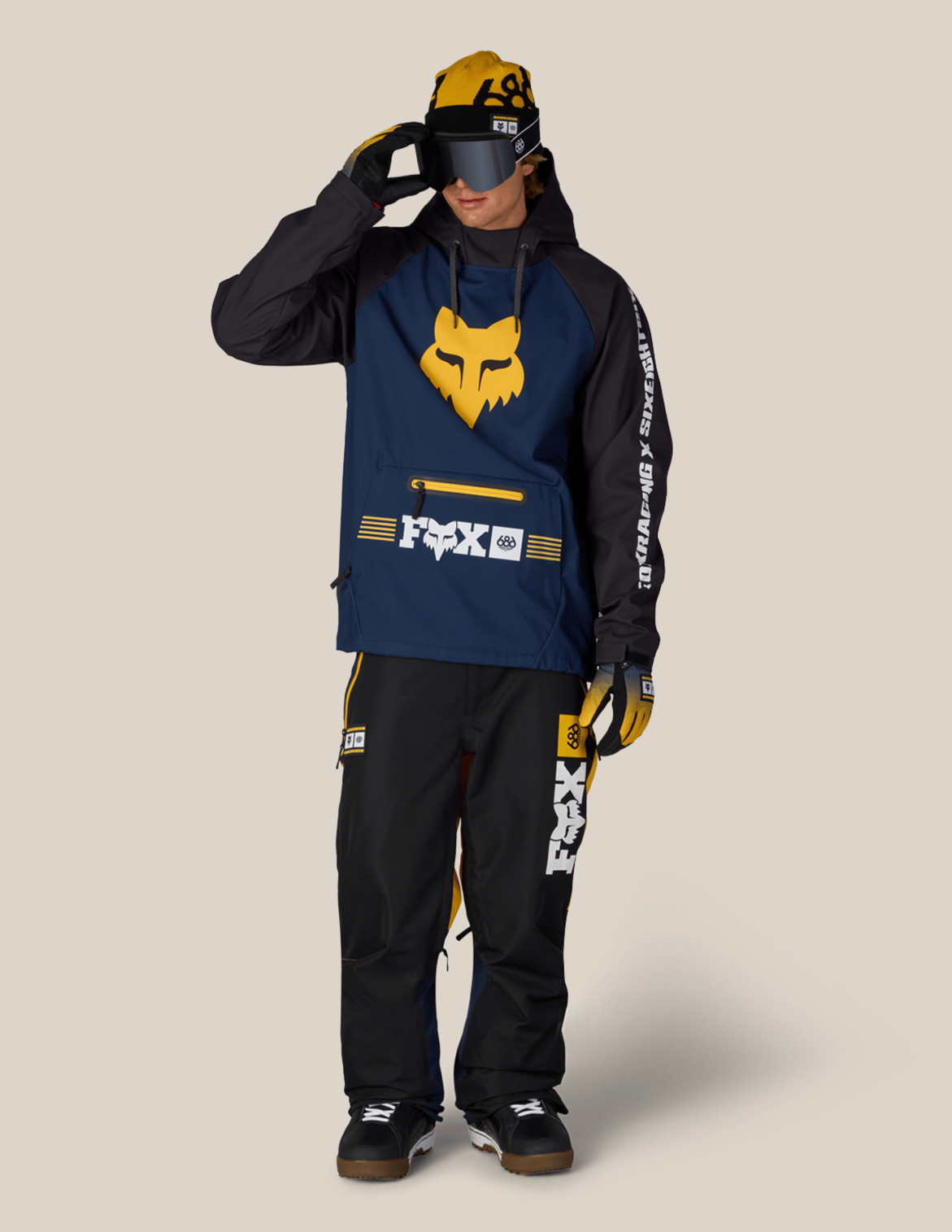 MENS FOX RACING WATERPROOF HOODY - FOX NAVY COLORBLOCK