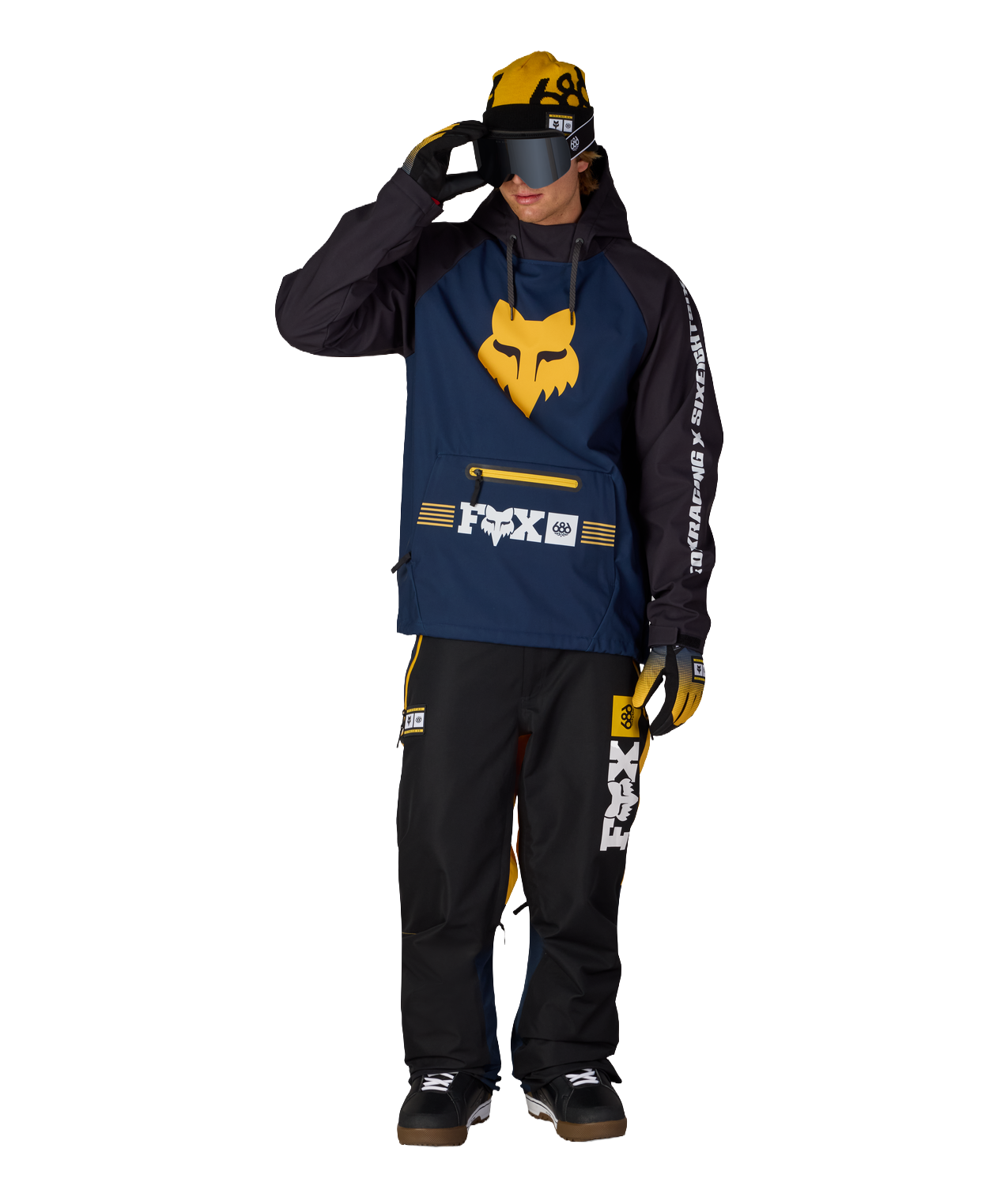 MENS FOX RACING WATERPROOF HOODY - FOX NAVY COLORBLOCK