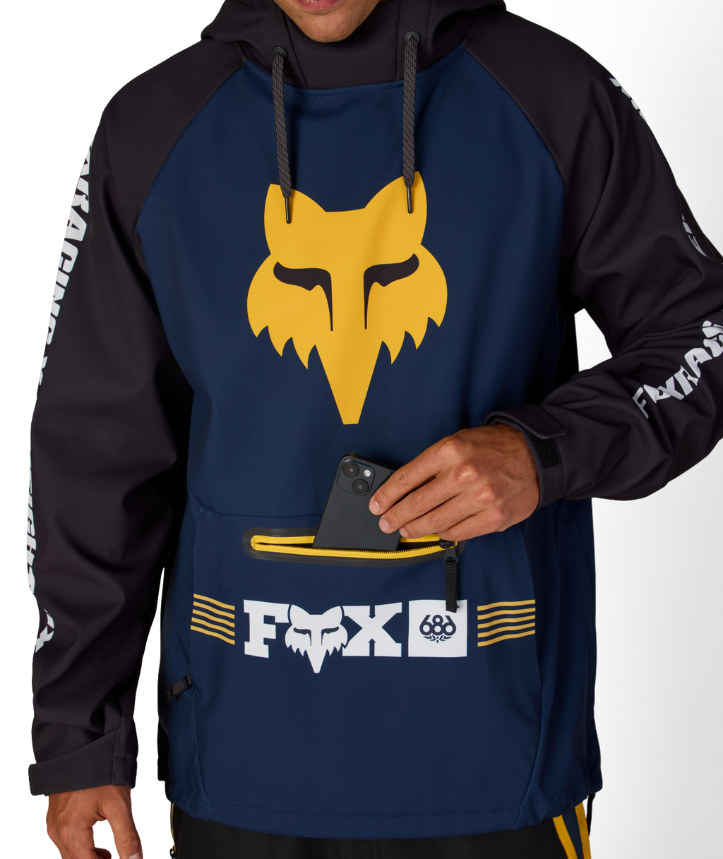 MENS FOX RACING WATERPROOF HOODY - FOX NAVY COLORBLOCK