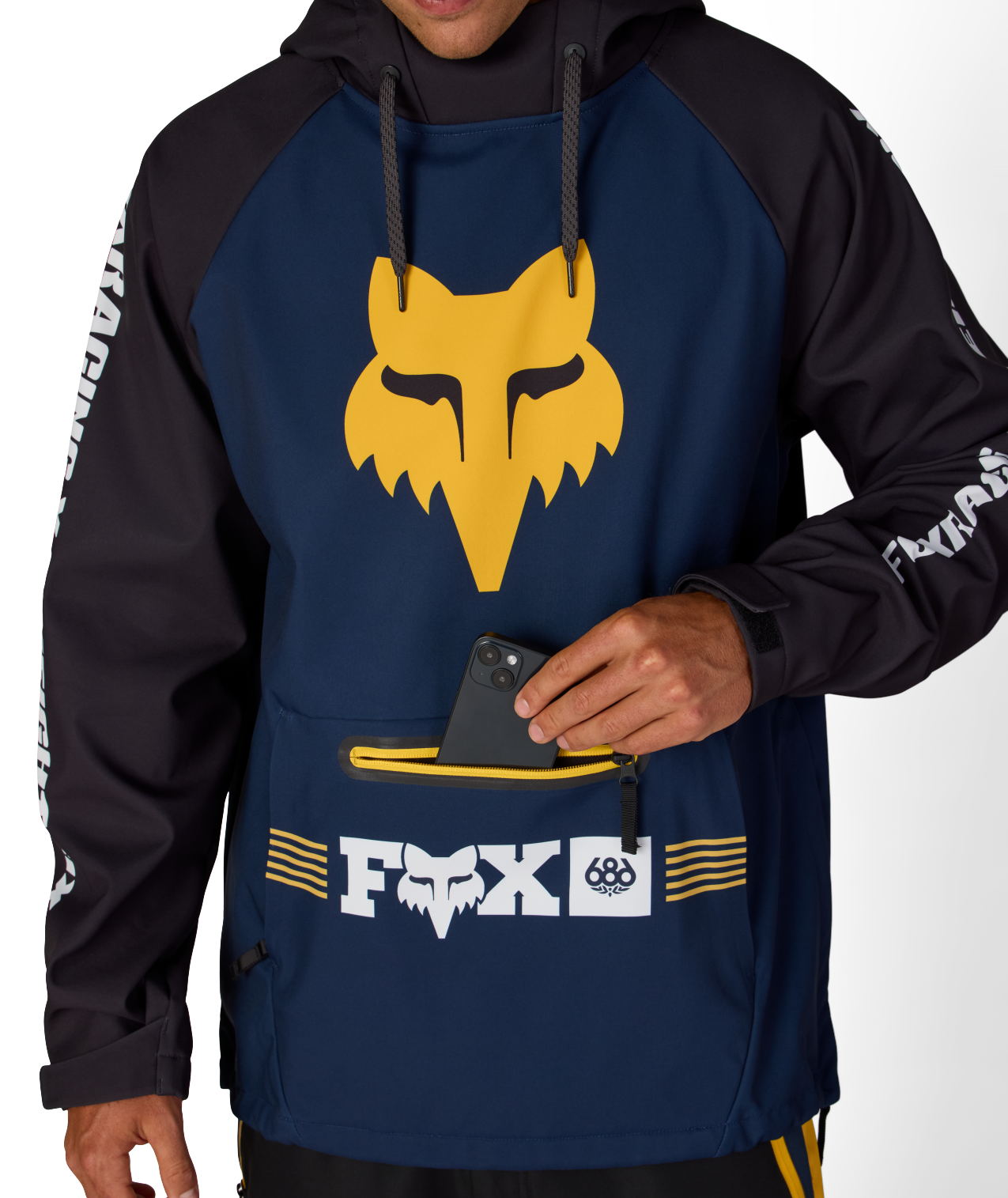 MENS FOX RACING WATERPROOF HOODY - FOX NAVY COLORBLOCK