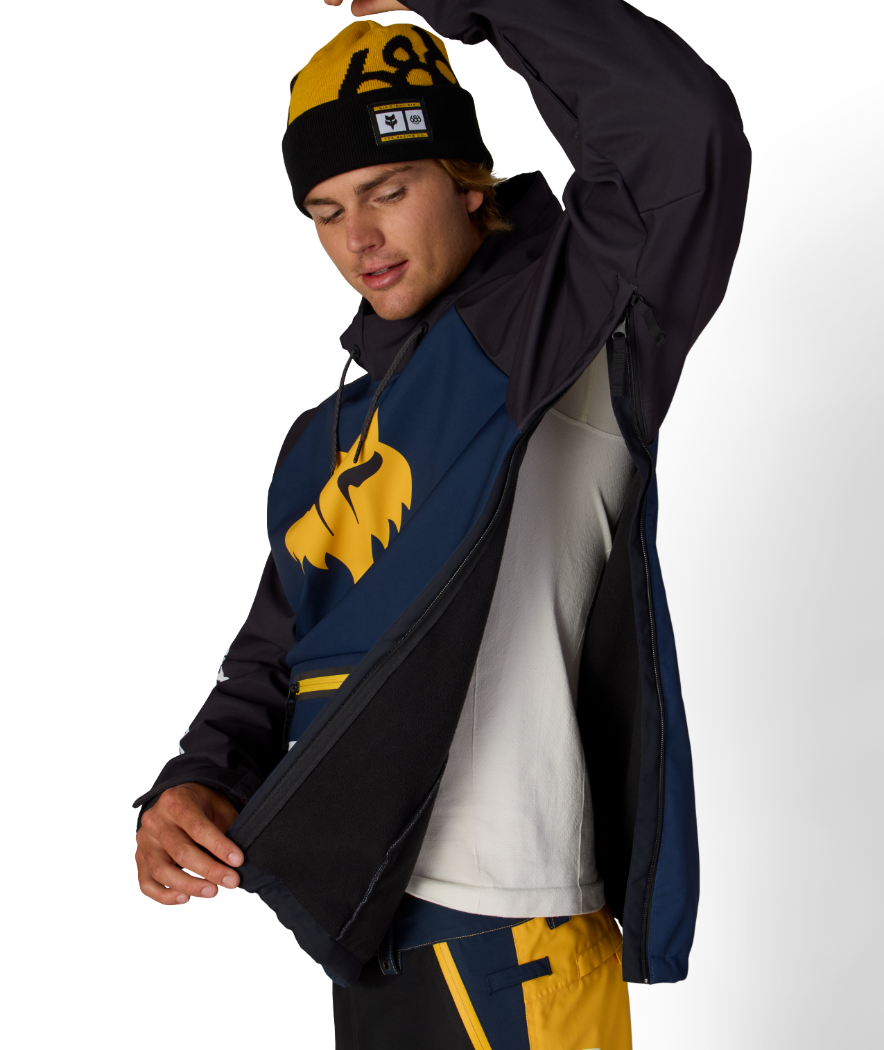 MENS FOX RACING WATERPROOF HOODY - FOX NAVY COLORBLOCK