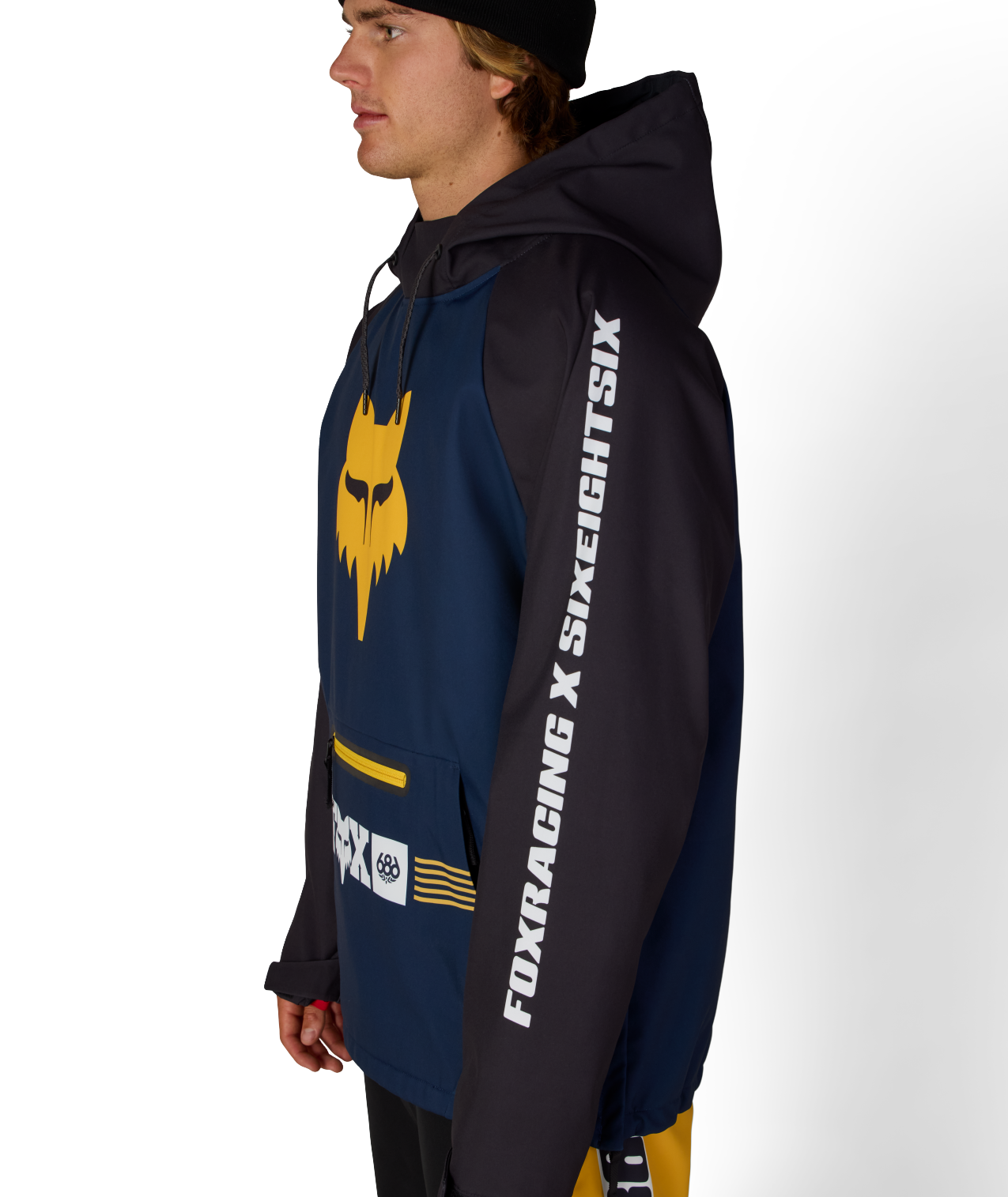 MENS FOX RACING WATERPROOF HOODY - FOX NAVY COLORBLOCK
