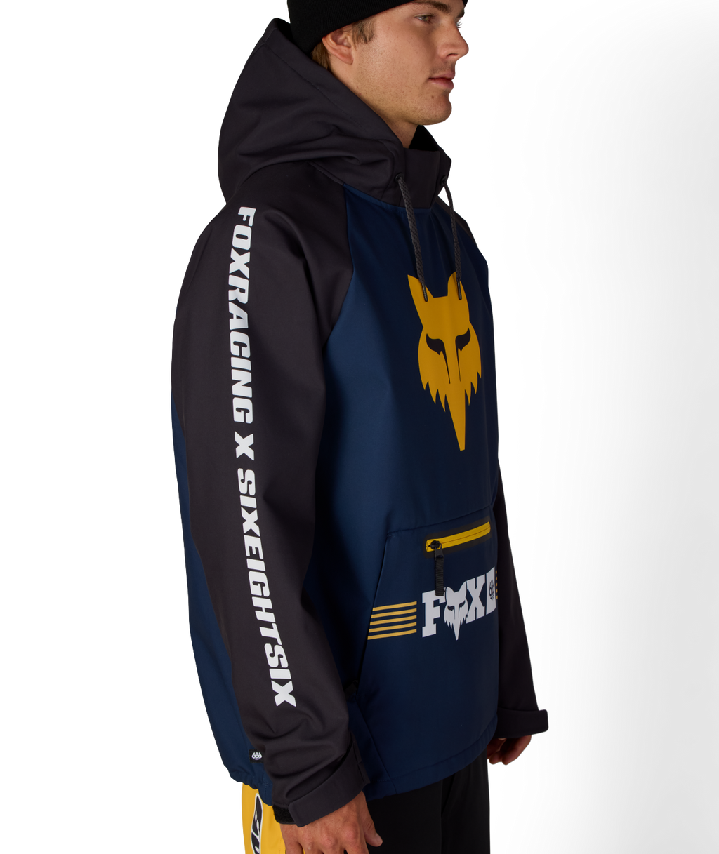 MENS FOX RACING WATERPROOF HOODY - FOX NAVY COLORBLOCK