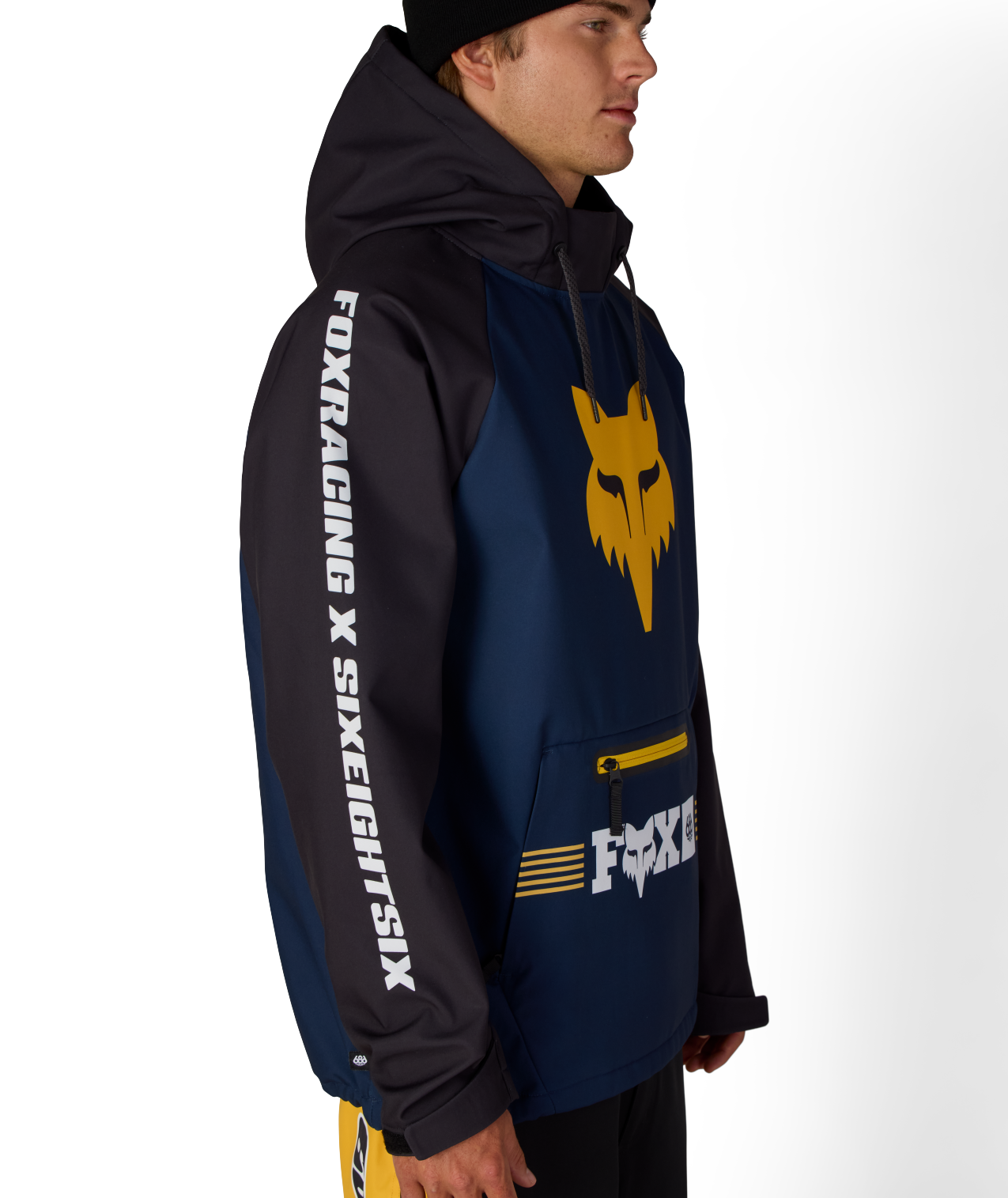 MENS FOX RACING WATERPROOF HOODY - FOX NAVY COLORBLOCK