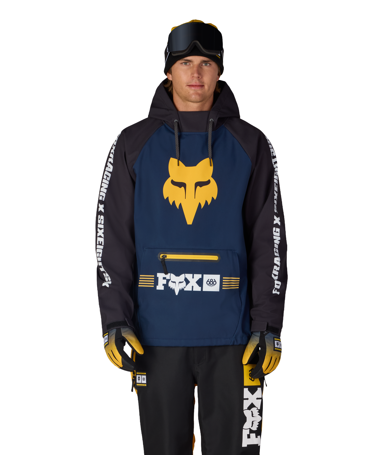MENS FOX RACING WATERPROOF HOODY - FOX NAVY COLORBLOCK