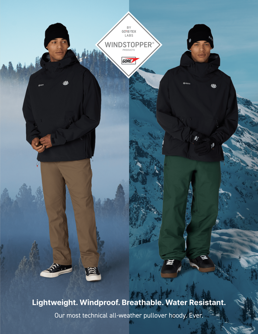 MENS WINDSTOPPER® PULLOVER HOODY - BLACK