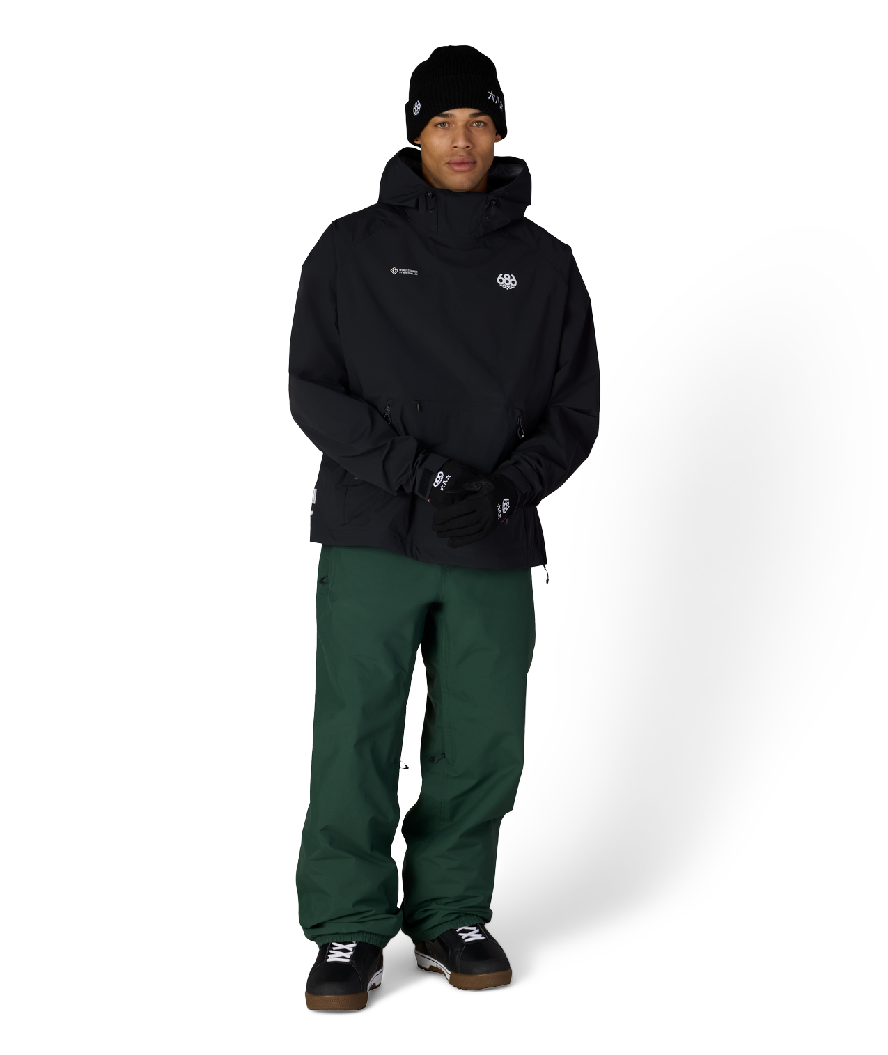 MENS WINDSTOPPER® PULLOVER HOODY - BLACK