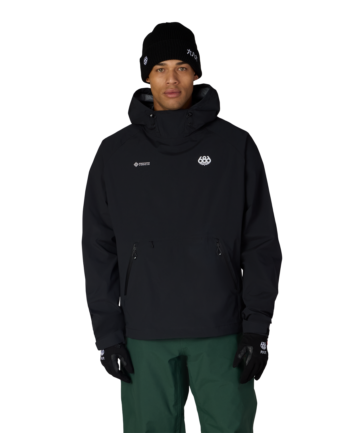 MENS WINDSTOPPER® PULLOVER HOODY - BLACK