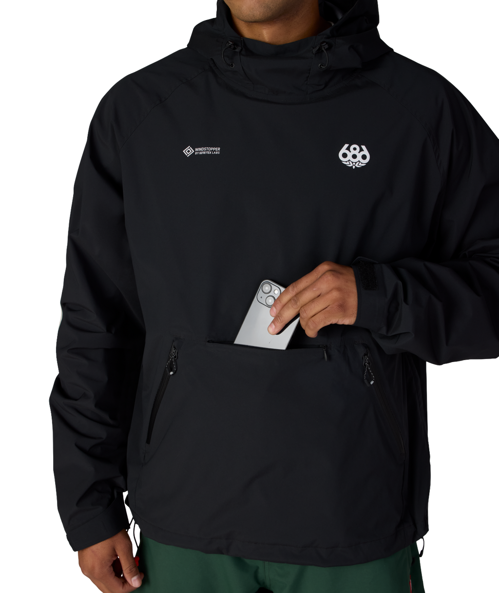 MENS WINDSTOPPER® PULLOVER HOODY - BLACK