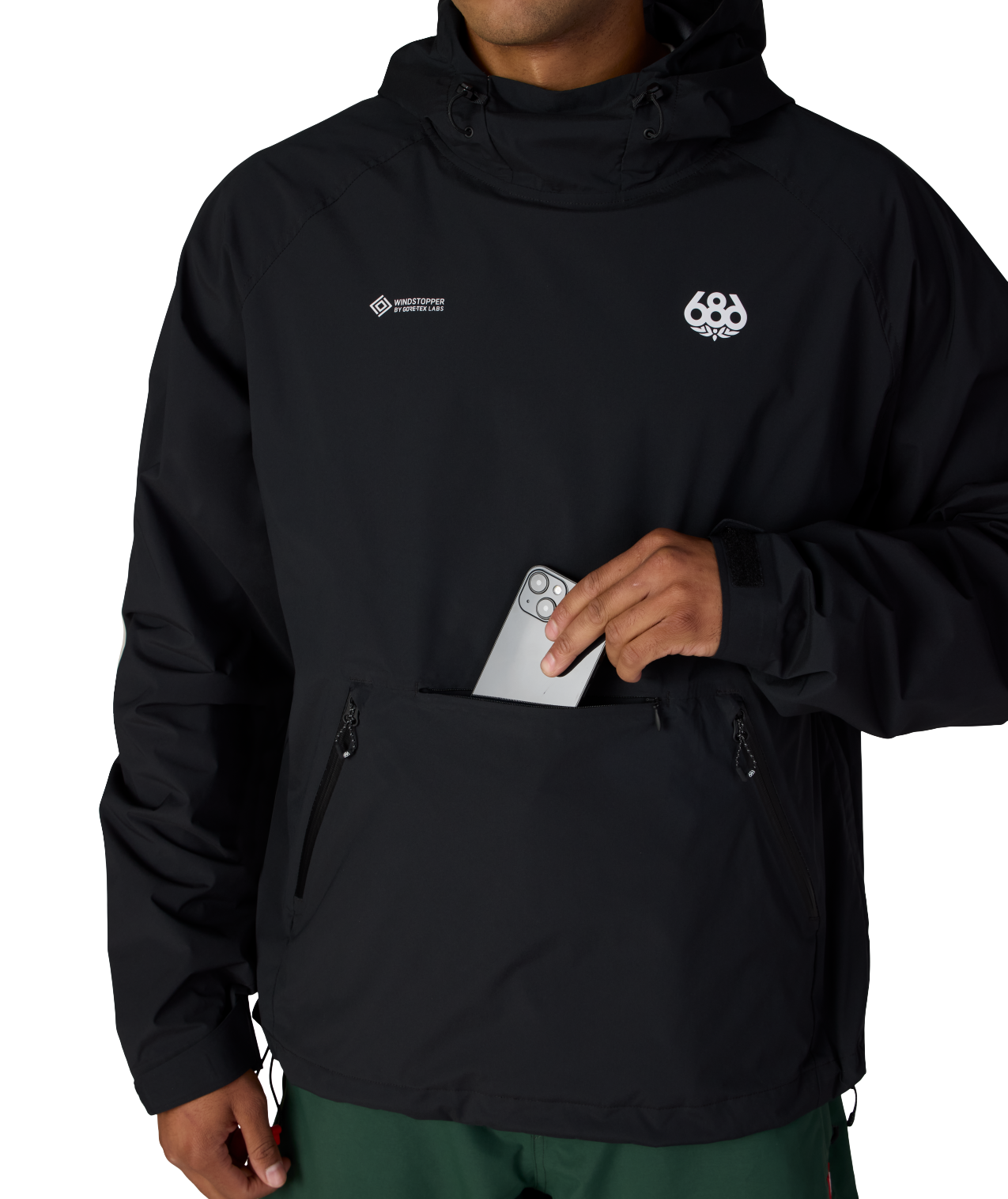 MENS WINDSTOPPER® PULLOVER HOODY - BLACK