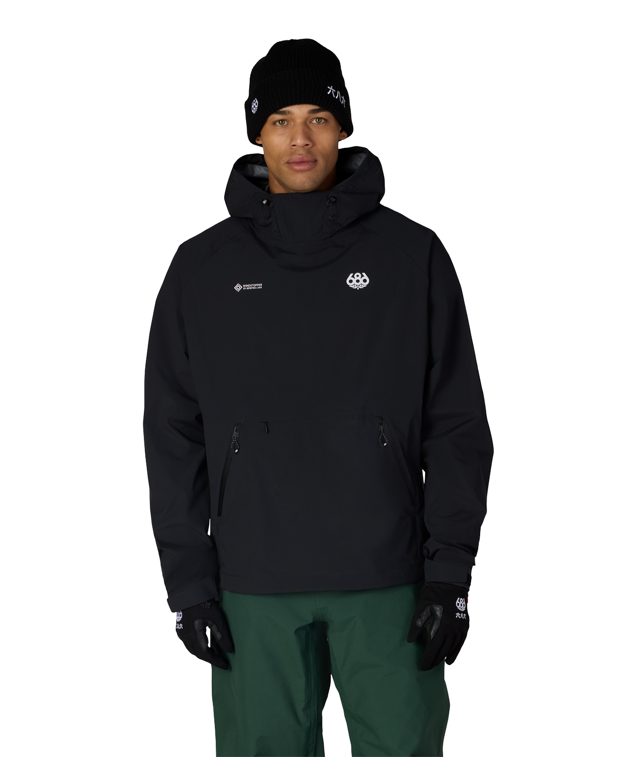 MENS WINDSTOPPER® PULLOVER HOODY - BLACK