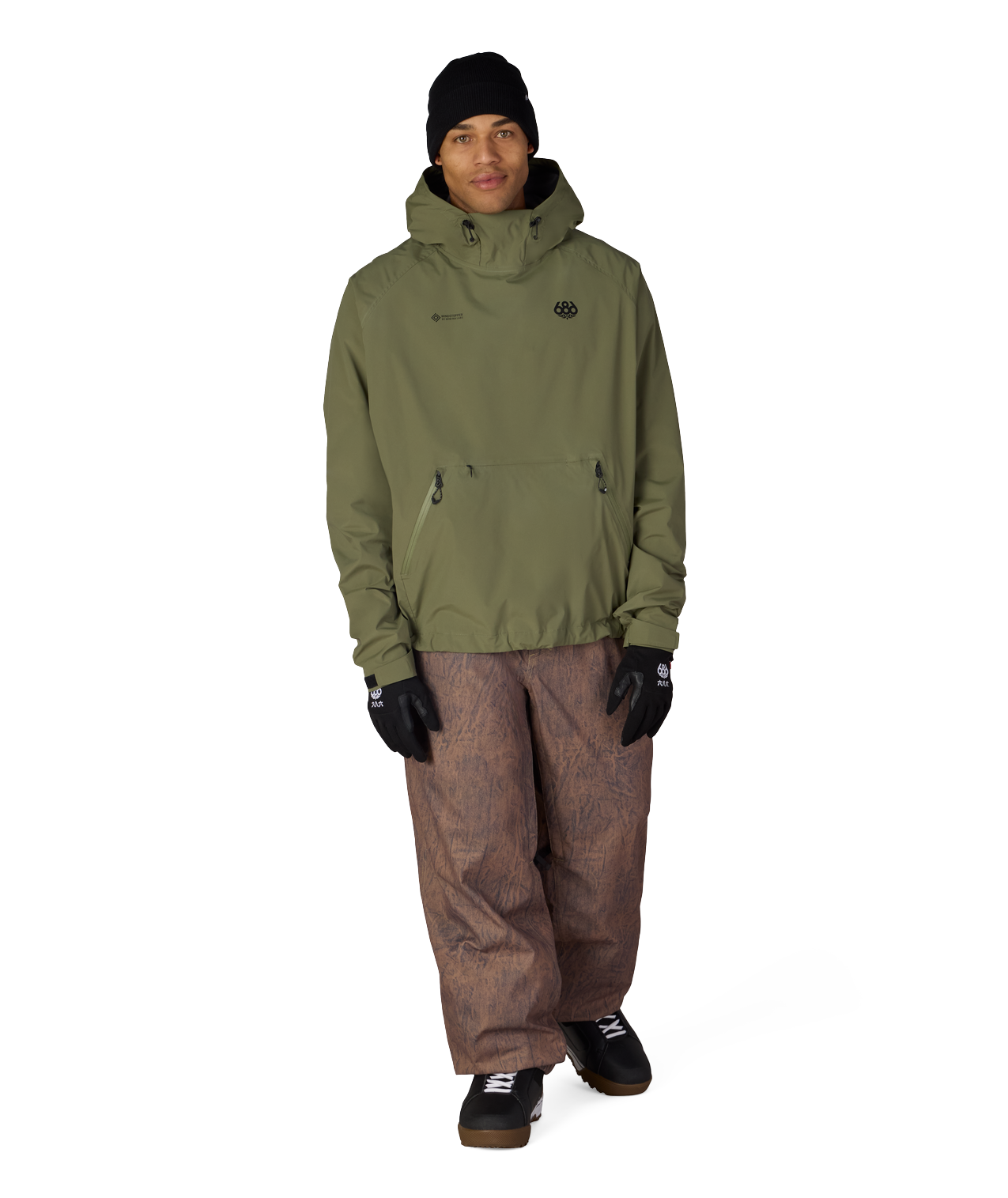MENS WINDSTOPPER® PULLOVER HOODY - FATIGUE GREEN