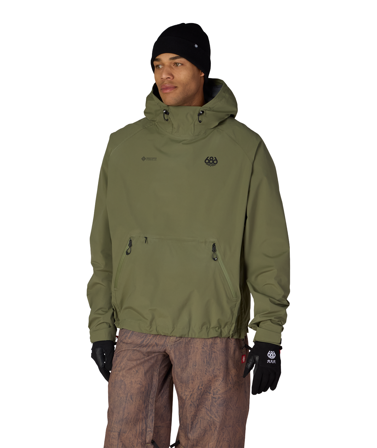 MENS WINDSTOPPER® PULLOVER HOODY - FATIGUE GREEN