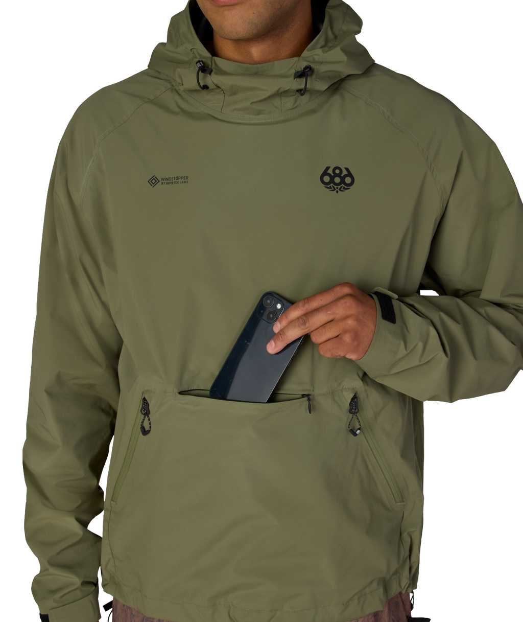 MENS WINDSTOPPER® PULLOVER HOODY - FATIGUE GREEN