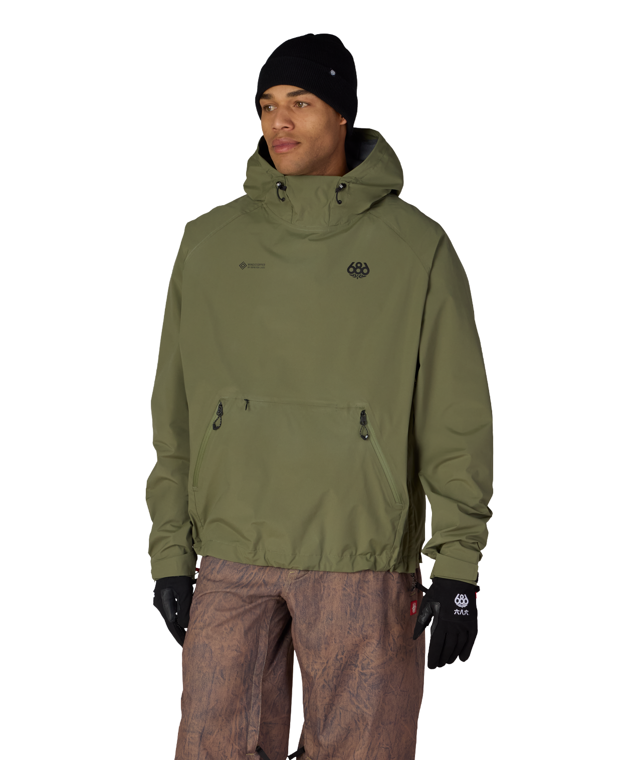 MENS WINDSTOPPER® PULLOVER HOODY - FATIGUE GREEN