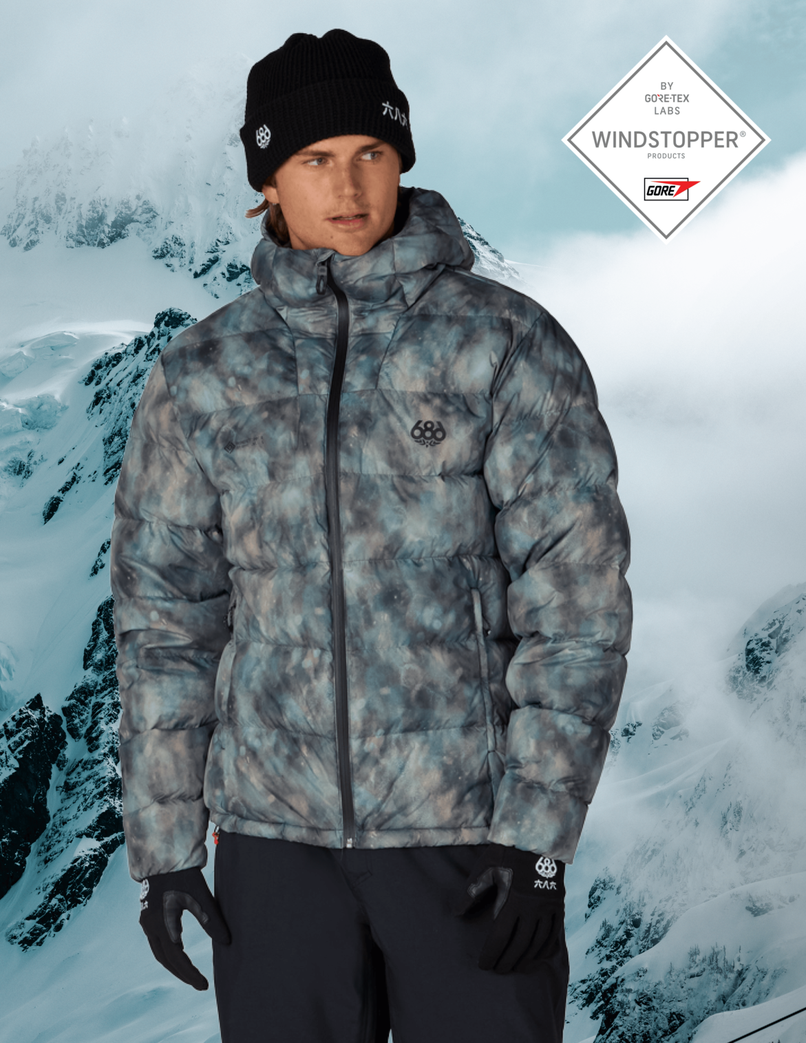 MENS WINDSTOPPER® PYRO™ DOWN PUFFER JACKET - CHARCOAL PATINA