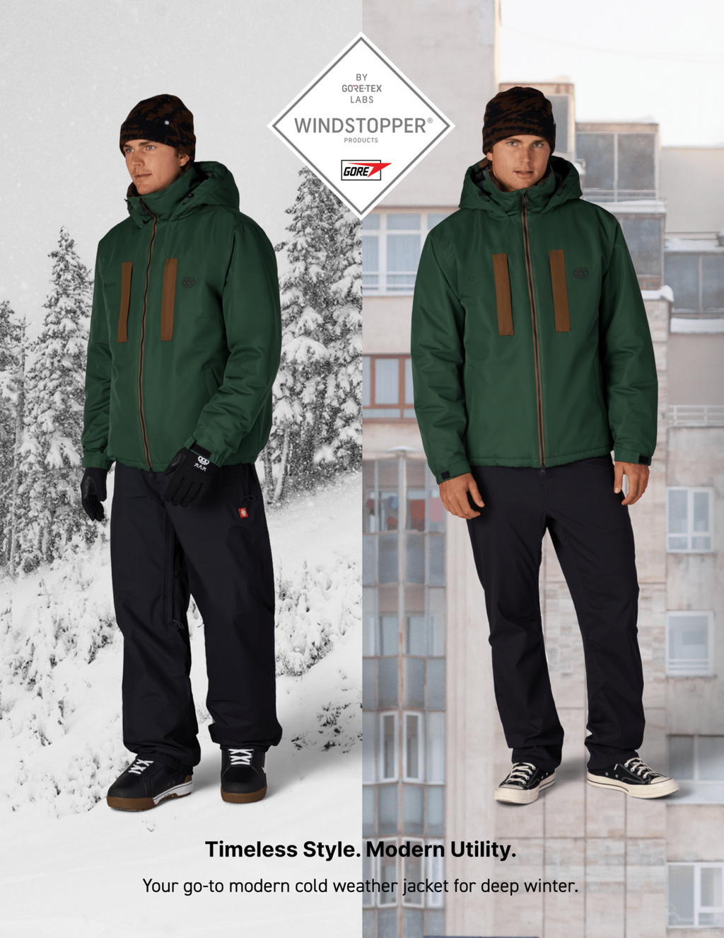 MENS WINDSTOPPER® GUIDELINE INSULATED JACKET - MOSS GREEN