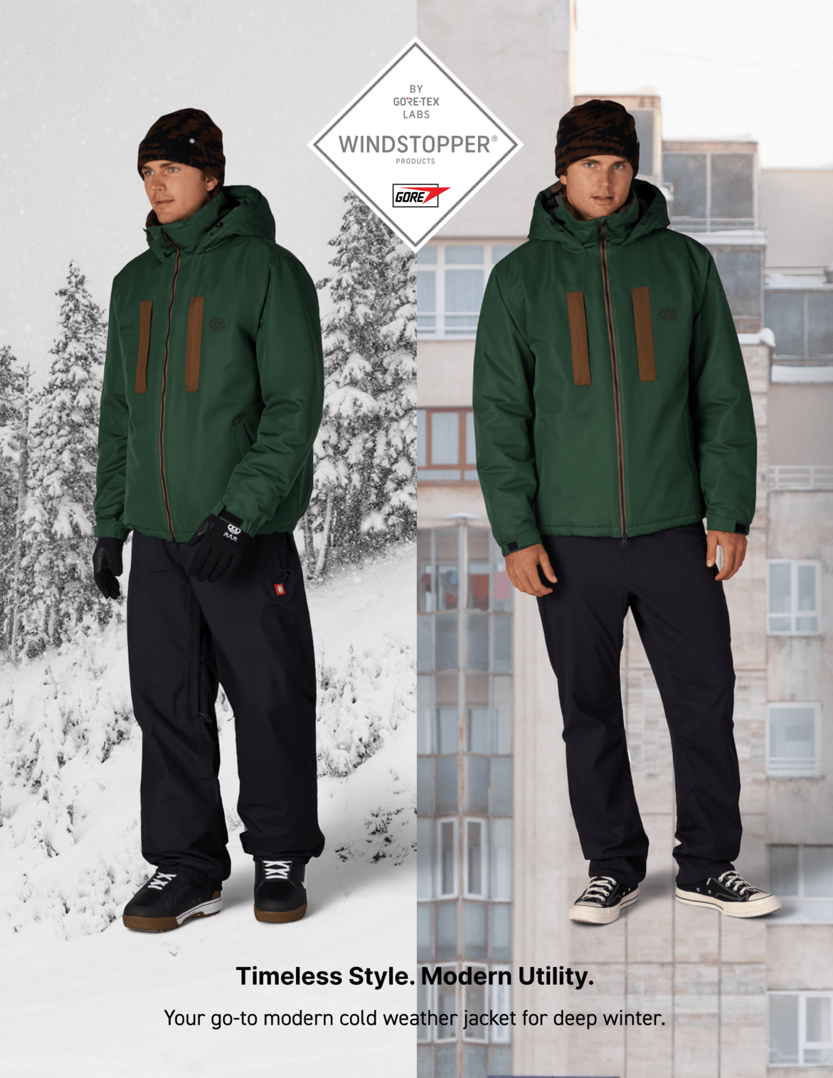 MENS WINDSTOPPER® GUIDELINE INSULATED JACKET - MOSS GREEN