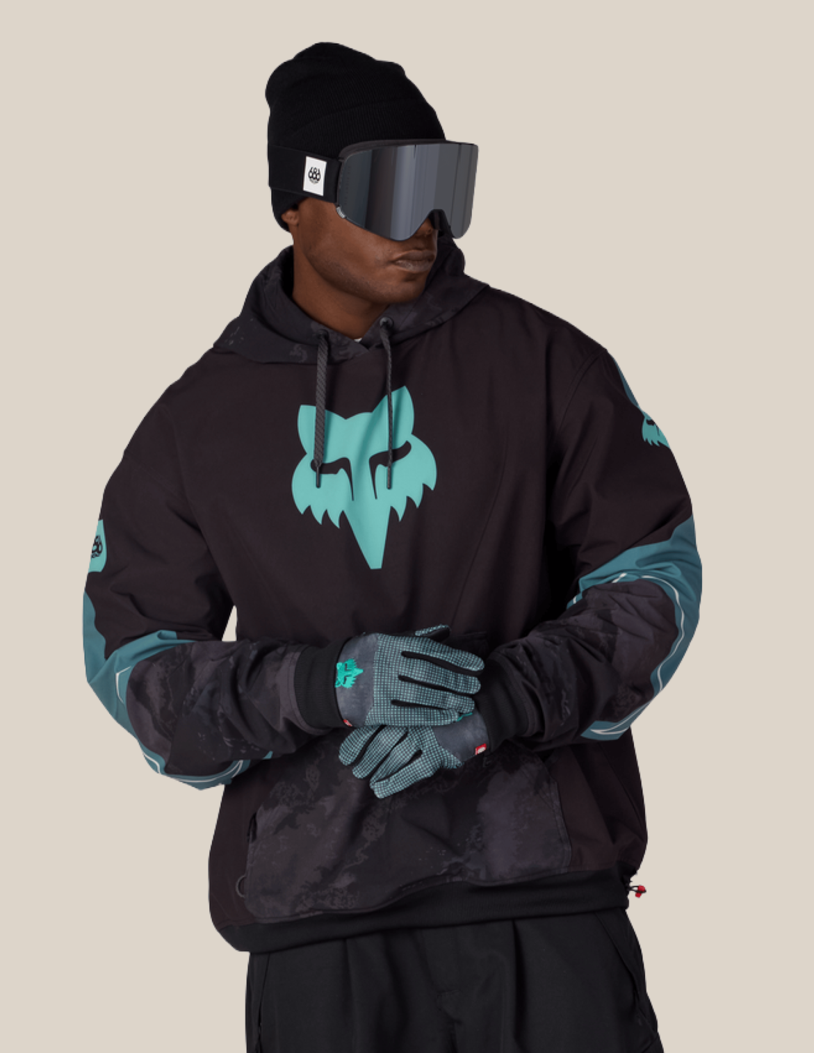 MENS FOX RACING WATERPROOF TEAM HOODY - FOX PALE FIRN