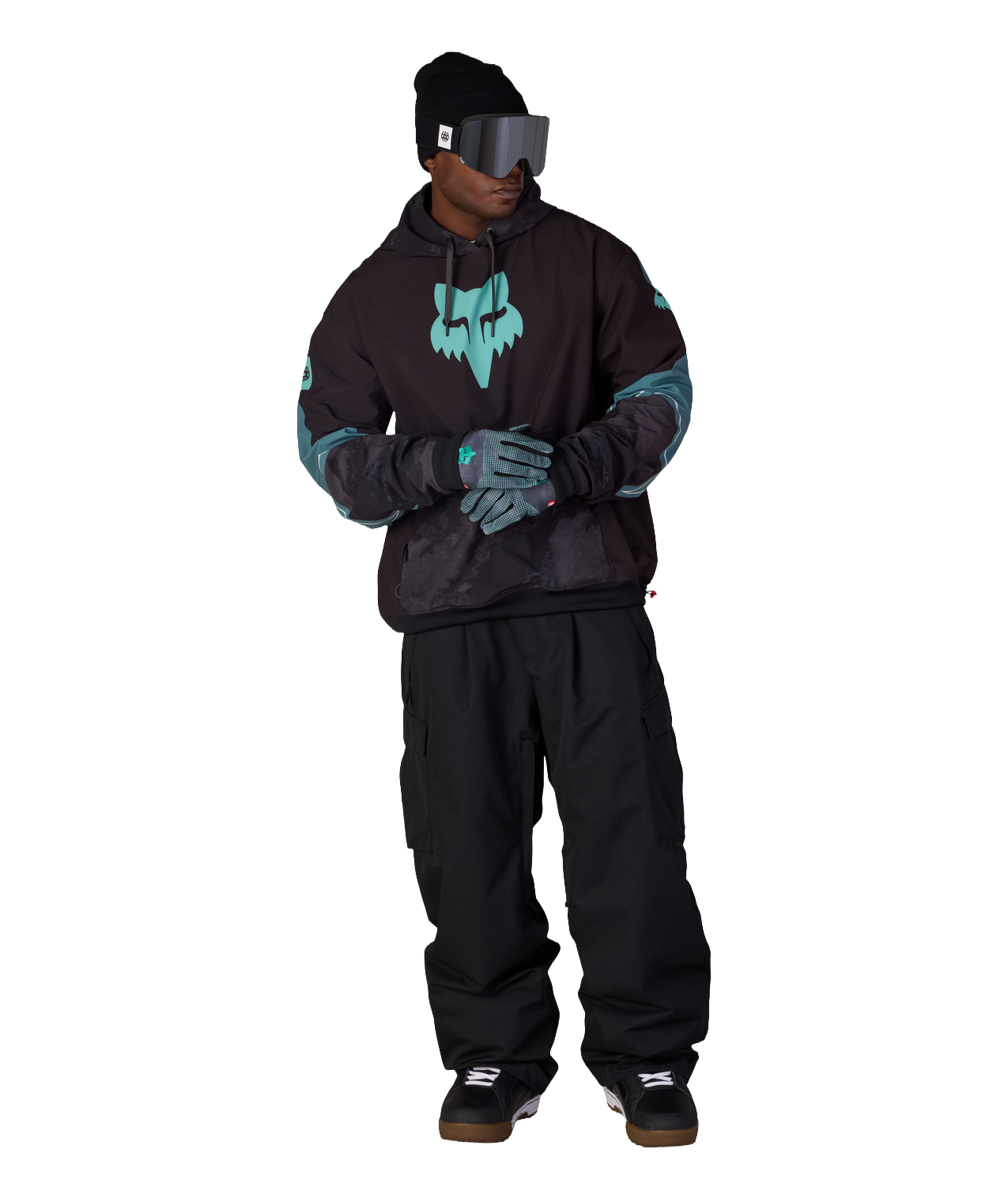 MENS FOX RACING WATERPROOF TEAM HOODY - FOX PALE FIRN