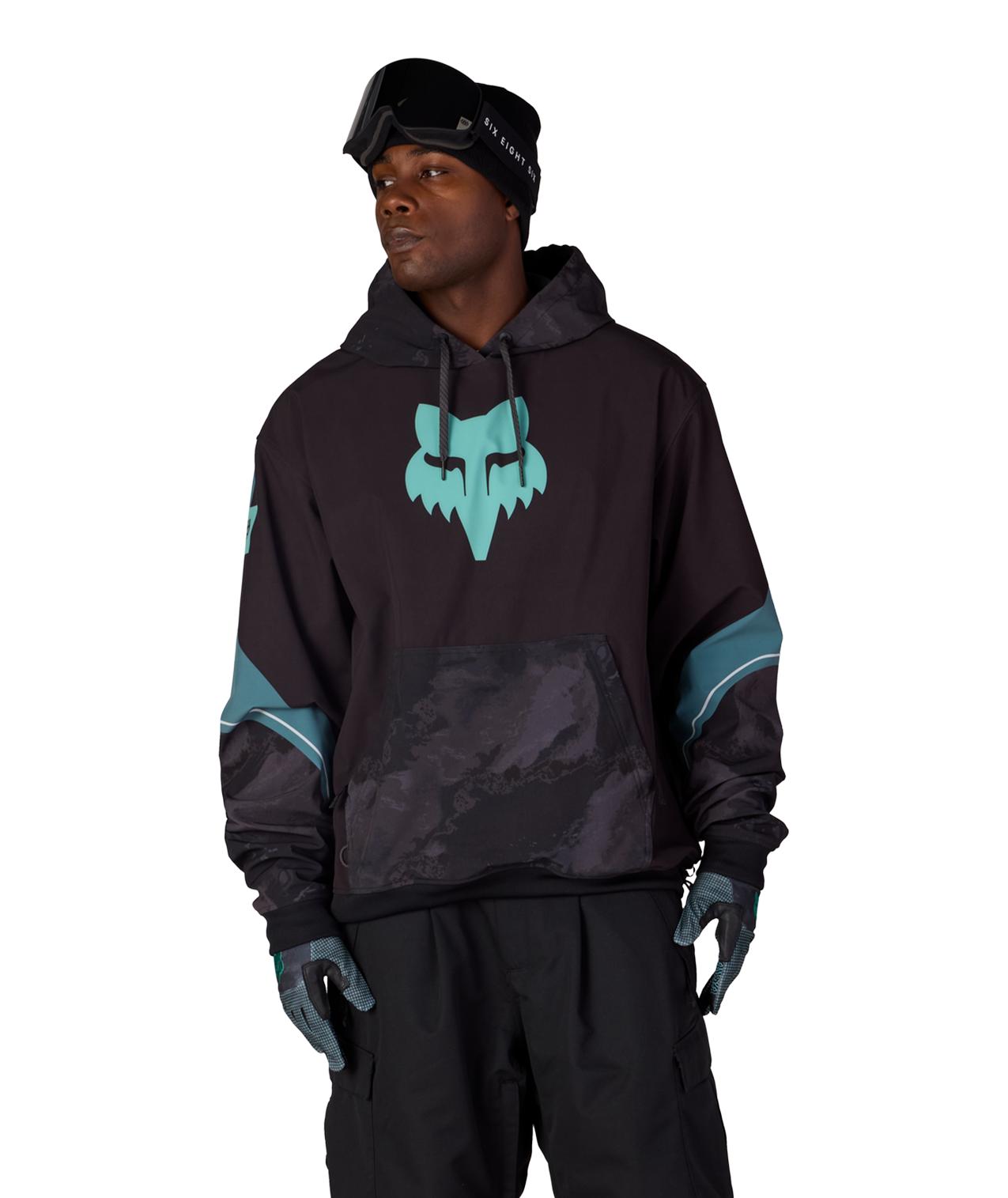 MENS FOX RACING WATERPROOF TEAM HOODY - FOX PALE FIRN