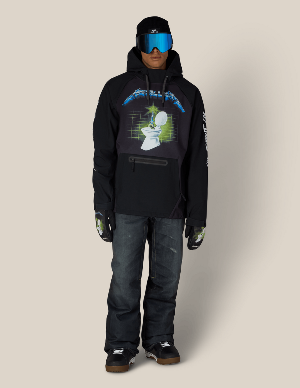 MENS METALLICA WATERPROOF HOODY - METALLICA BLACK