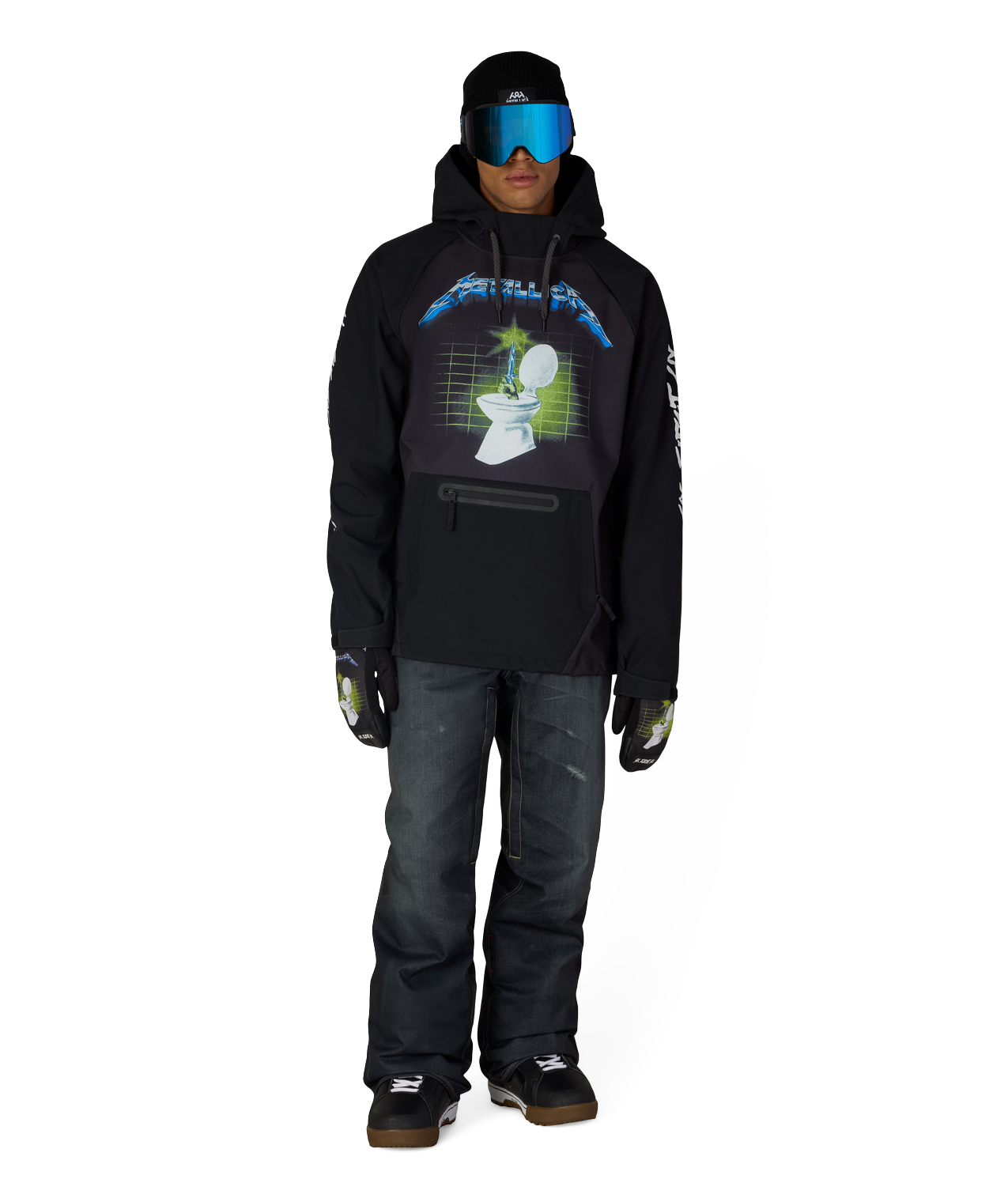 MENS METALLICA WATERPROOF HOODY - METALLICA BLACK