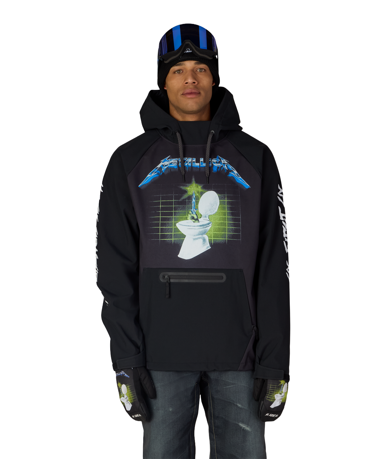 MENS METALLICA WATERPROOF HOODY - METALLICA BLACK
