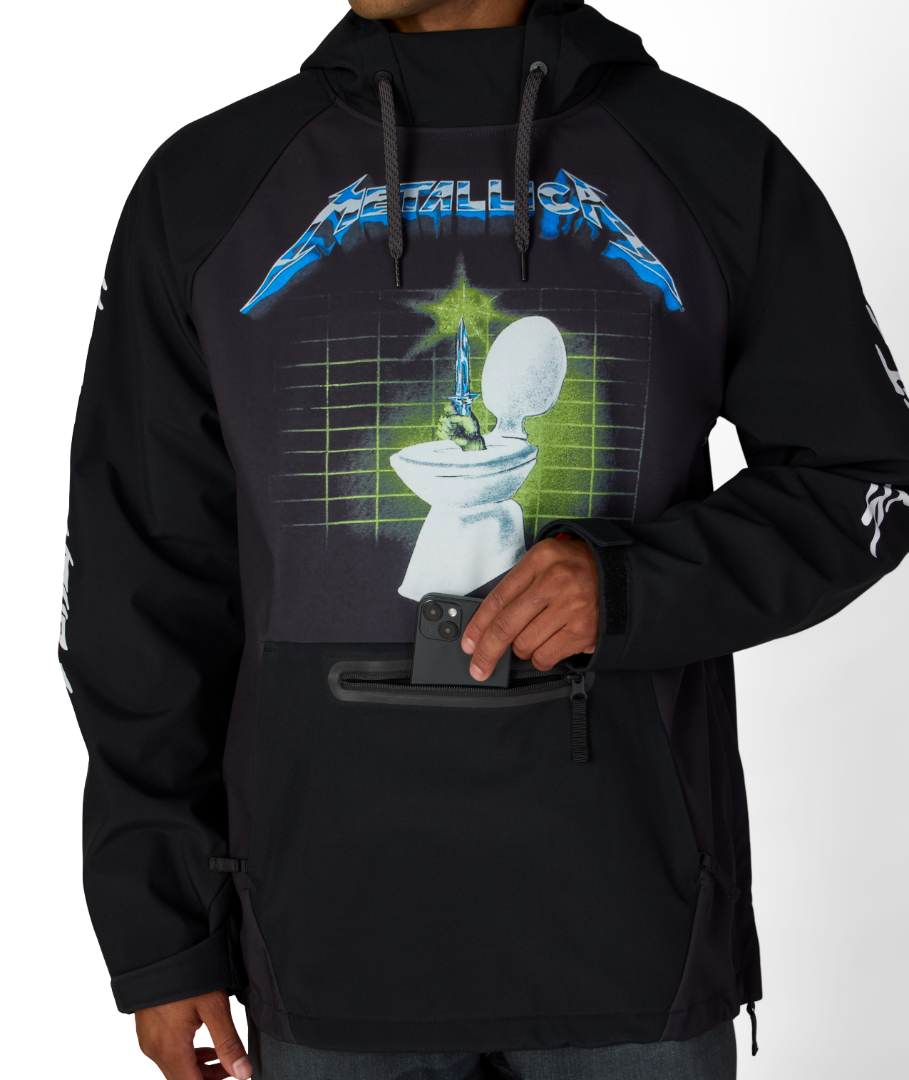 MENS METALLICA WATERPROOF HOODY - METALLICA BLACK