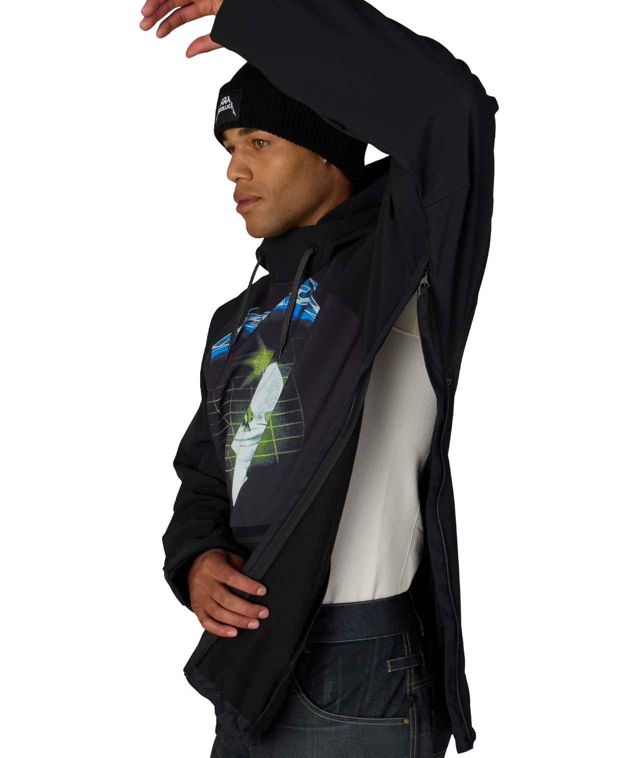 MENS METALLICA WATERPROOF HOODY - METALLICA BLACK