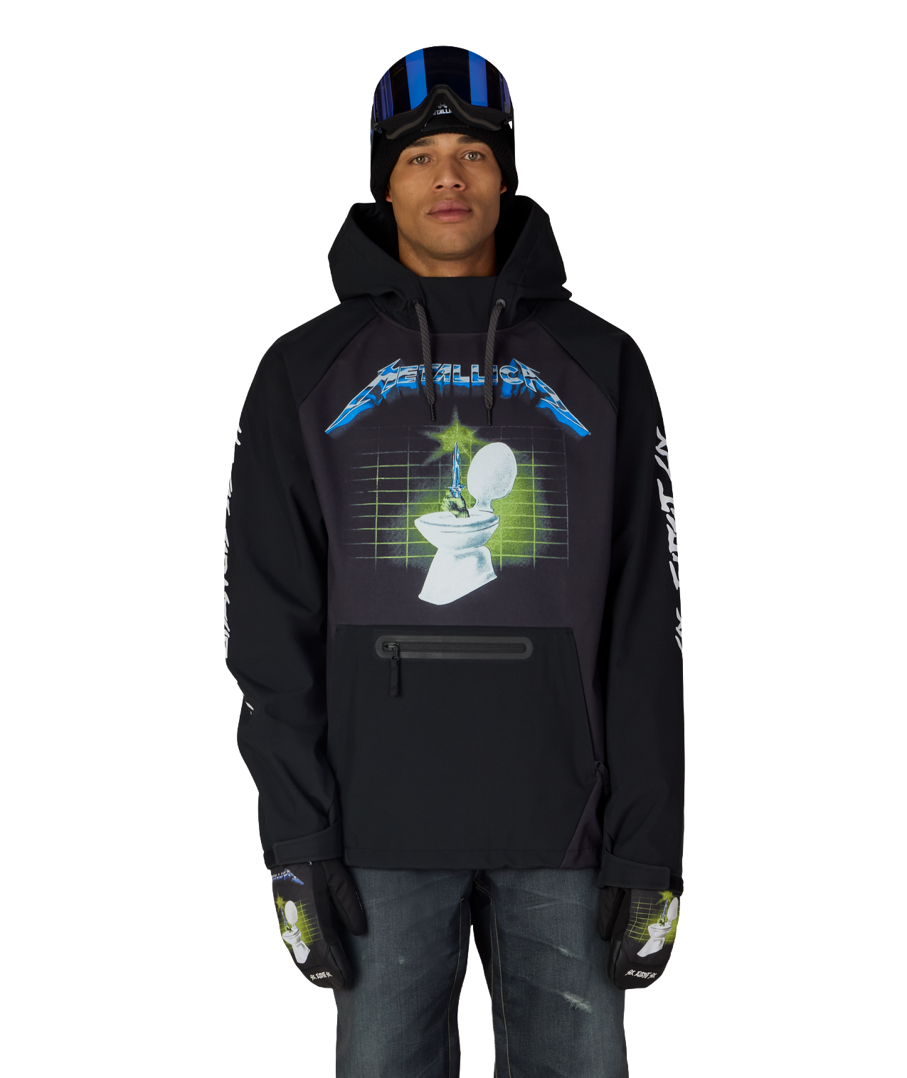 MENS METALLICA WATERPROOF HOODY - METALLICA BLACK