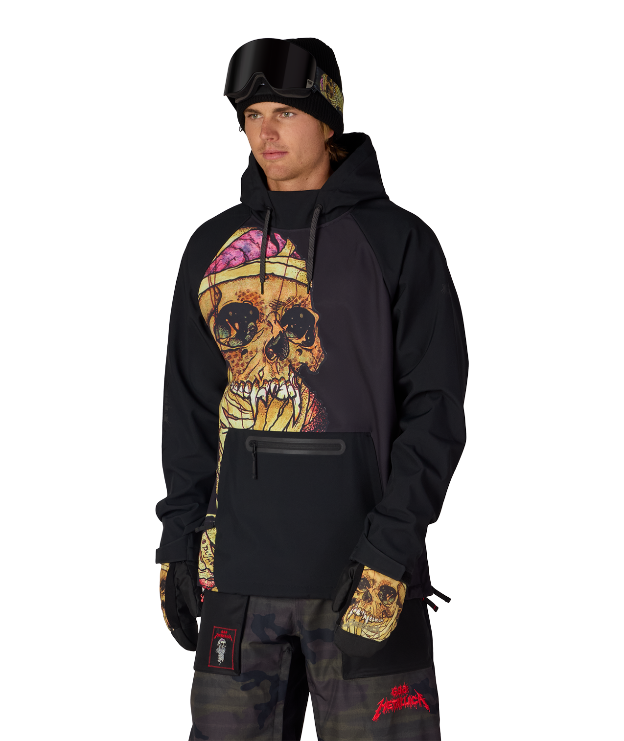 MENS METALLICA WATERPROOF HOODY - METALLICA BLACK PUSHEAD