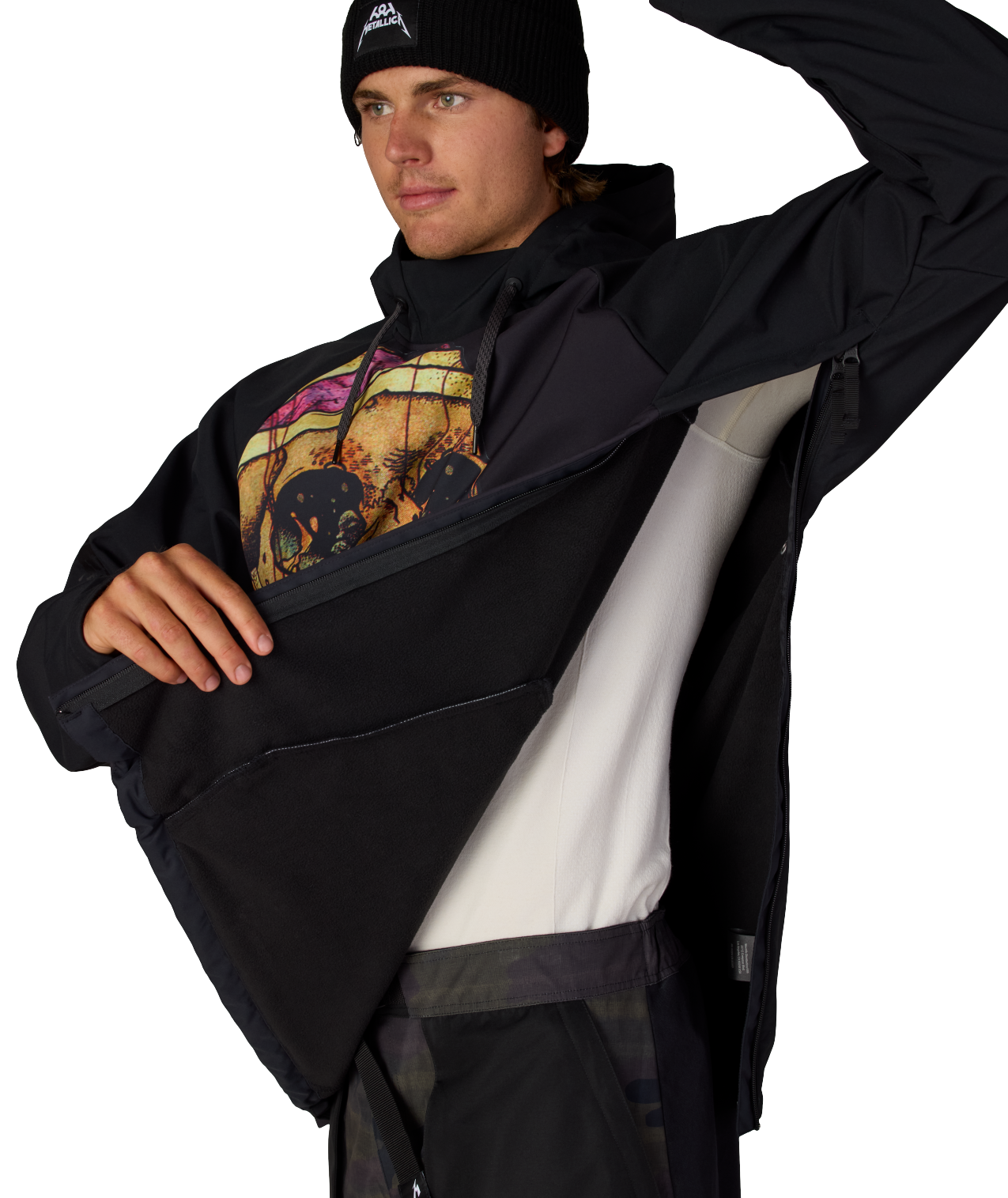 MENS METALLICA WATERPROOF HOODY - METALLICA BLACK PUSHEAD