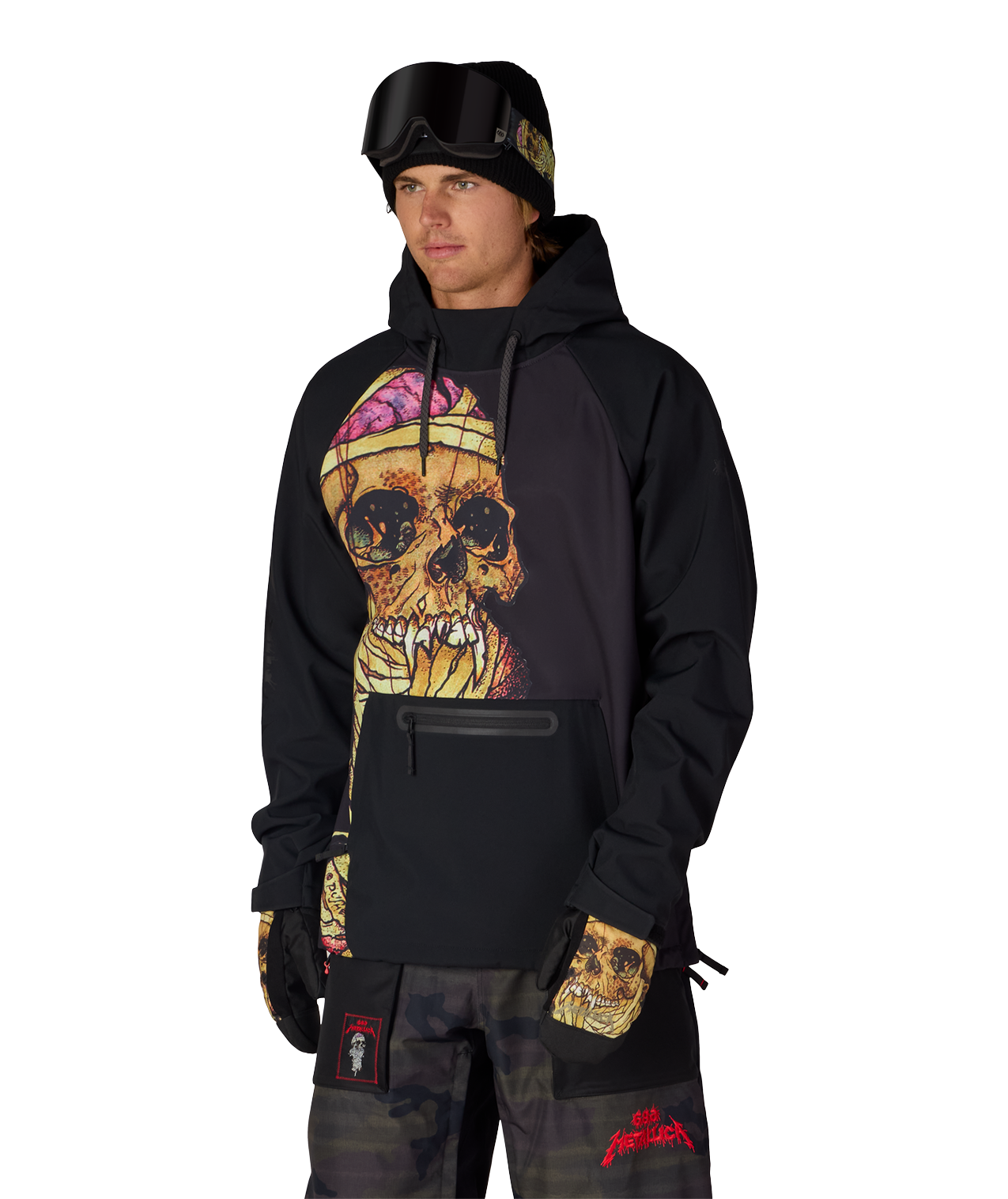 MENS METALLICA WATERPROOF HOODY - METALLICA BLACK PUSHEAD