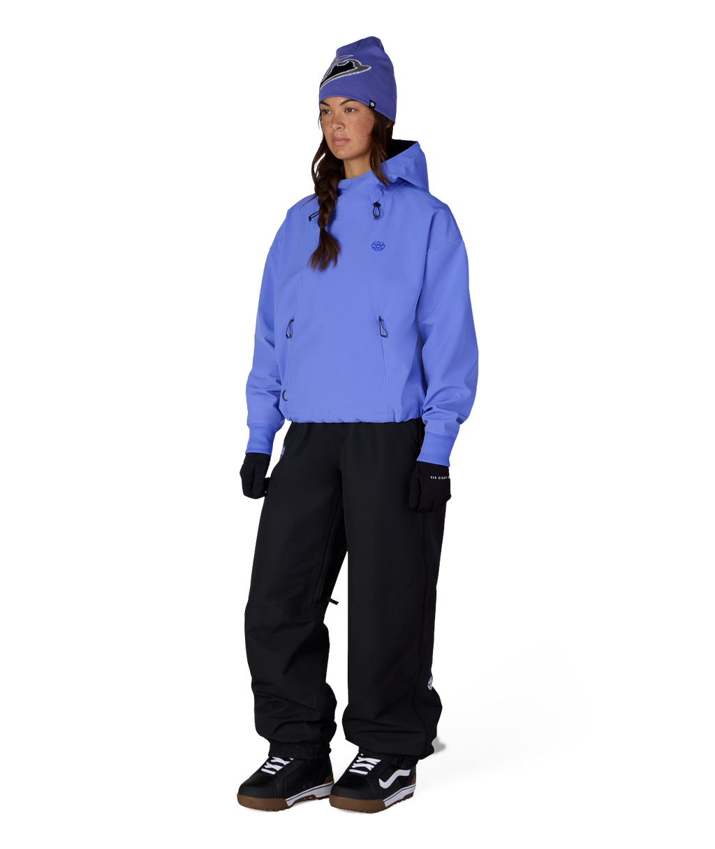 WOMENS WATERPROOF TEAM CROP HOODY - ALPENGLOW BLUE