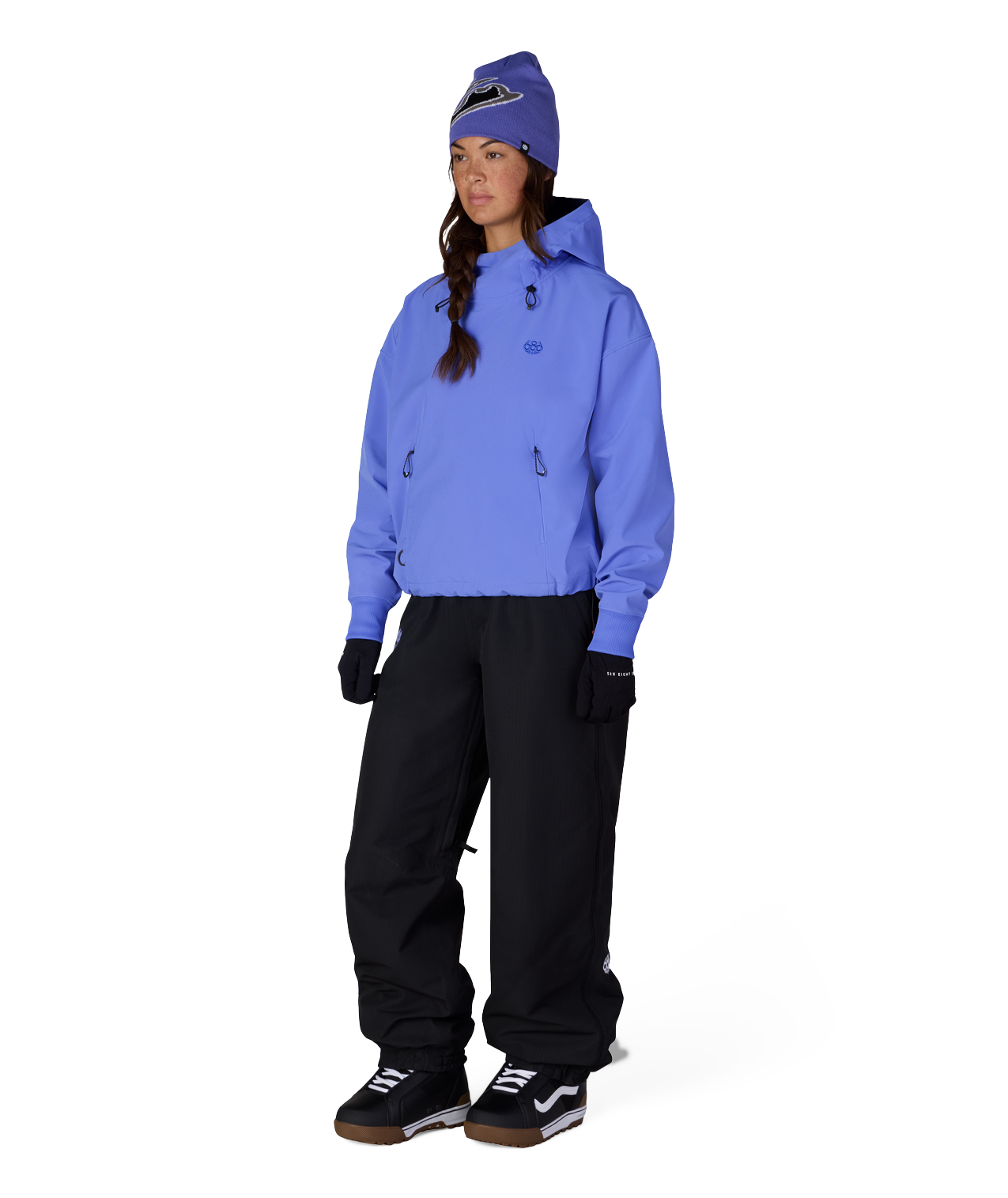 WOMENS WATERPROOF TEAM CROP HOODY - ALPENGLOW BLUE