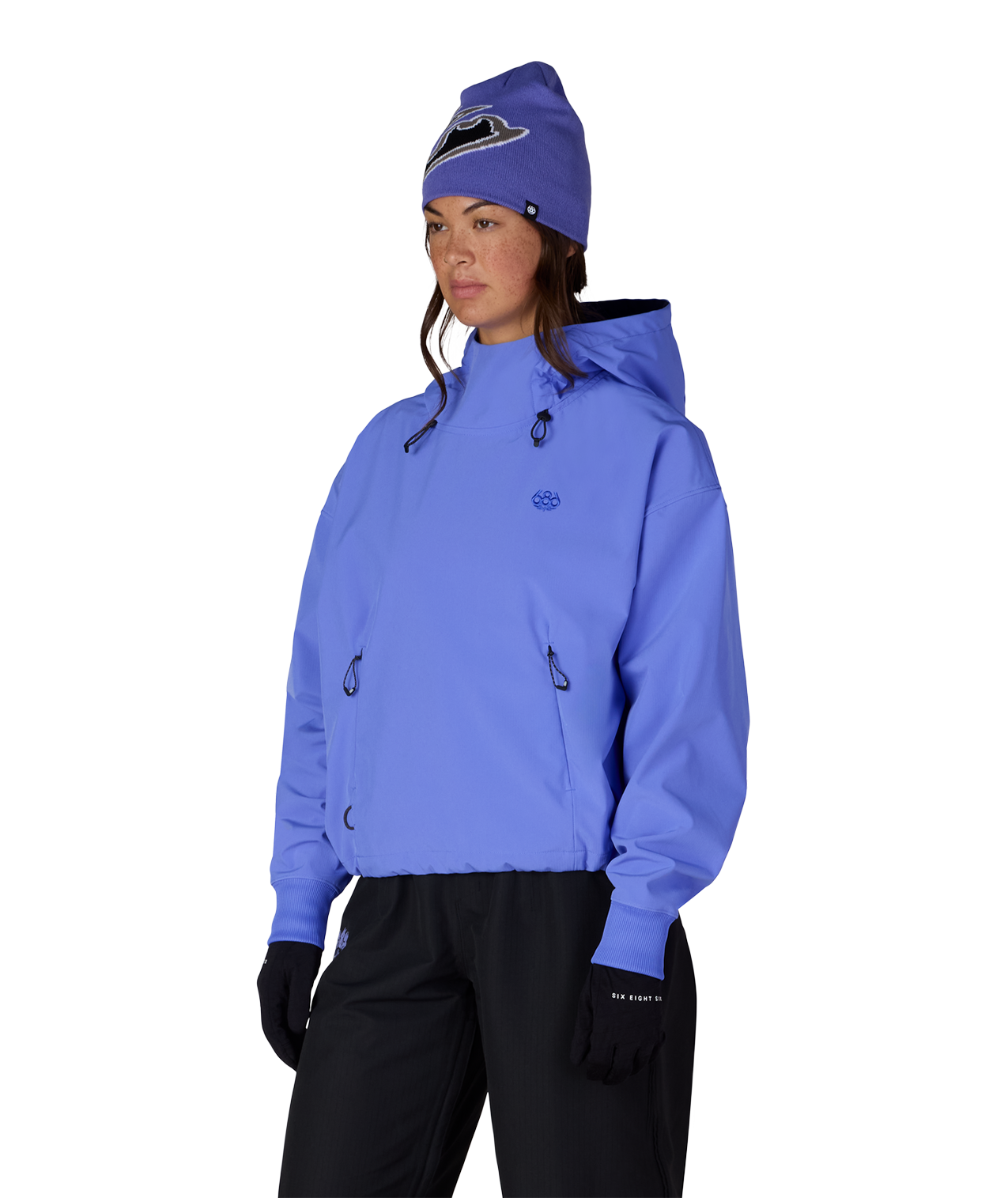 WOMENS WATERPROOF TEAM CROP HOODY - ALPENGLOW BLUE
