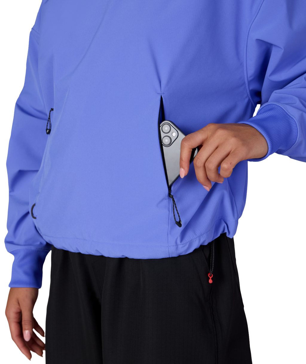 WOMENS WATERPROOF TEAM CROP HOODY - ALPENGLOW BLUE