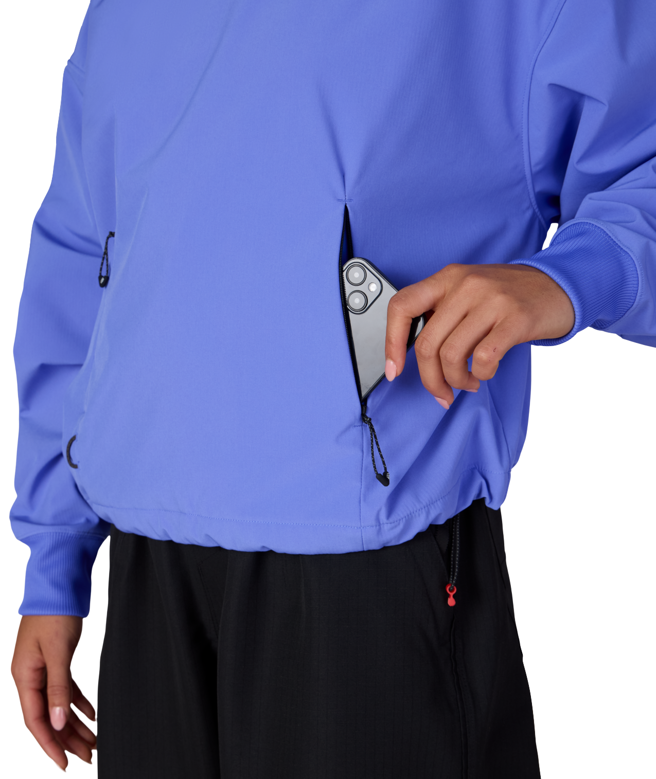 WOMENS WATERPROOF TEAM CROP HOODY - ALPENGLOW BLUE