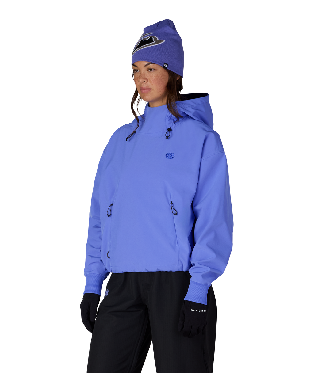 WOMENS WATERPROOF TEAM CROP HOODY - ALPENGLOW BLUE