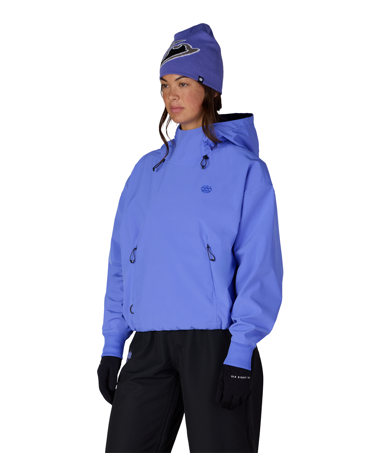 WOMENS WATERPROOF TEAM CROP HOODY - ALPENGLOW BLUE