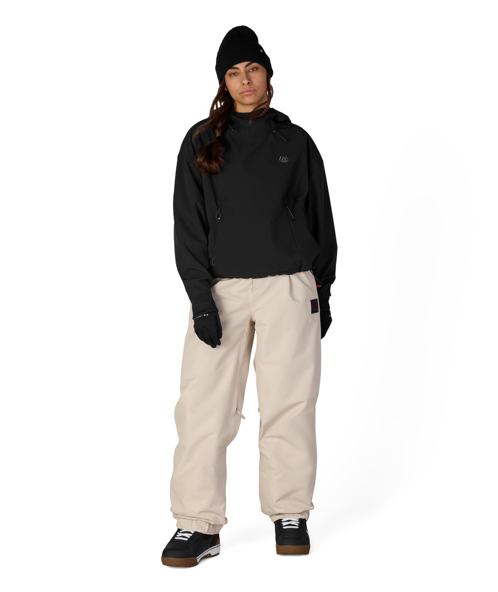 WOMENS WATERPROOF TEAM CROP HOODY - BLACK
