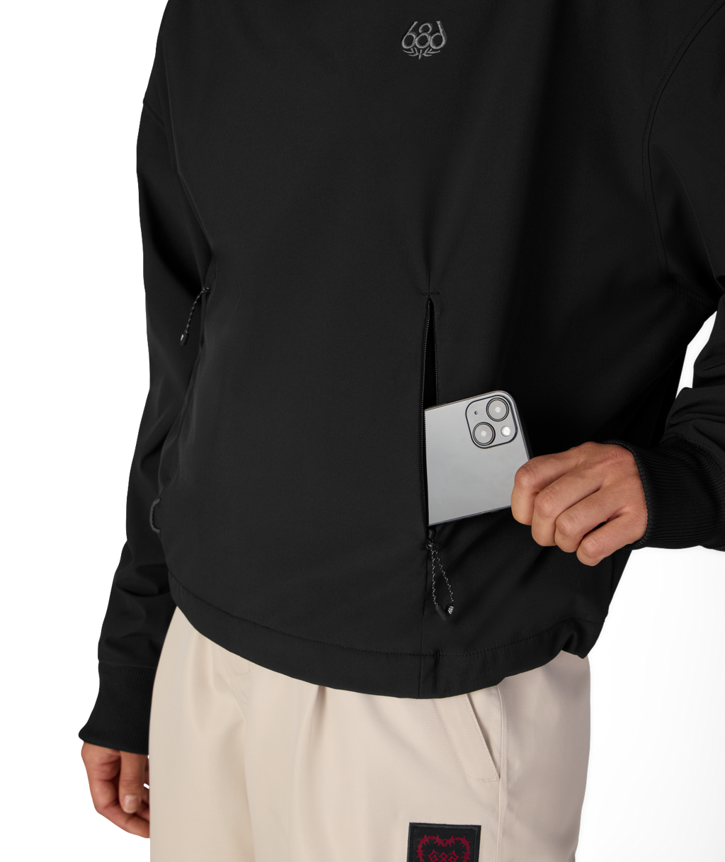 WOMENS WATERPROOF TEAM CROP HOODY - BLACK