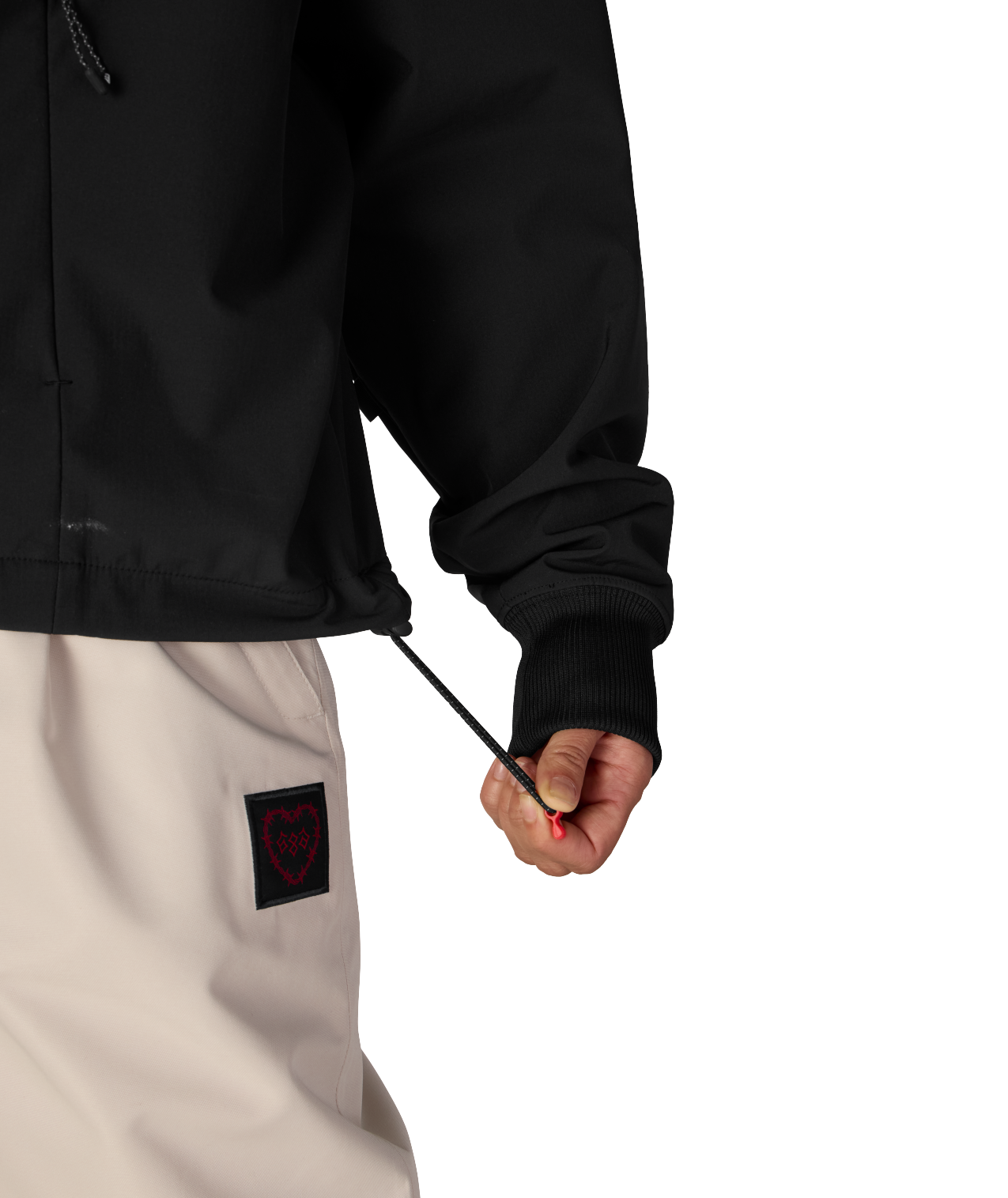 WOMENS WATERPROOF TEAM CROP HOODY - BLACK