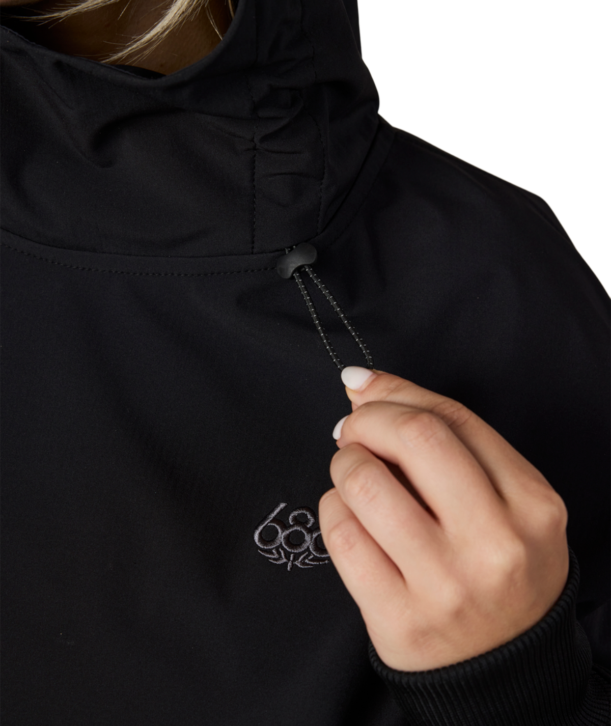 WOMENS WATERPROOF TEAM CROP HOODY - BLACK