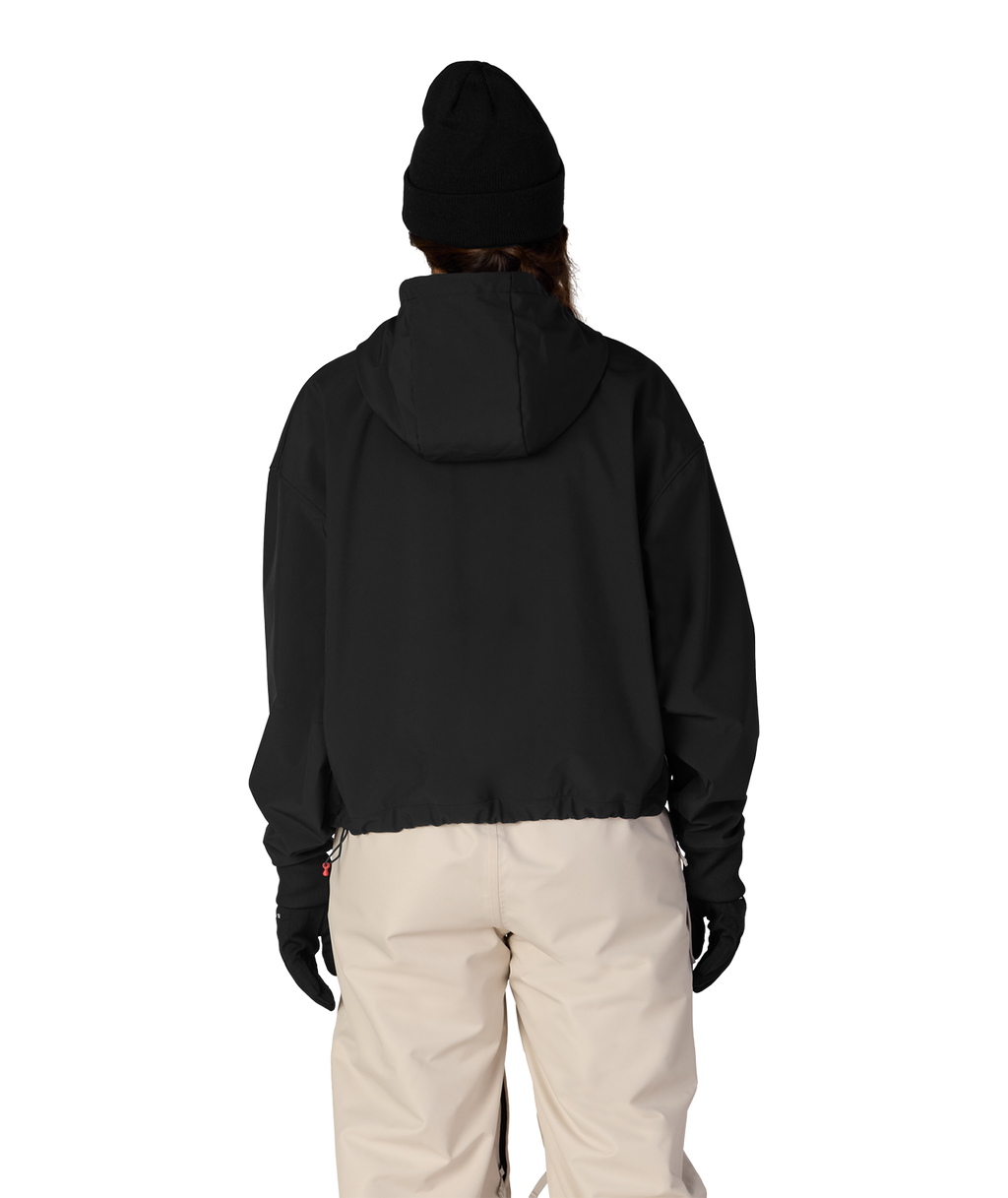 WOMENS WATERPROOF TEAM CROP HOODY - BLACK