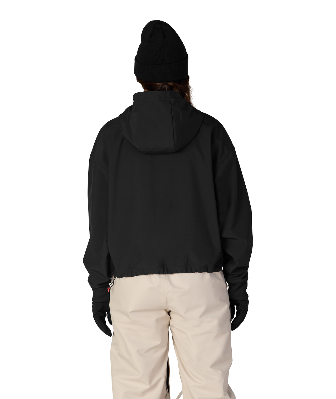 WOMENS WATERPROOF TEAM CROP HOODY - BLACK