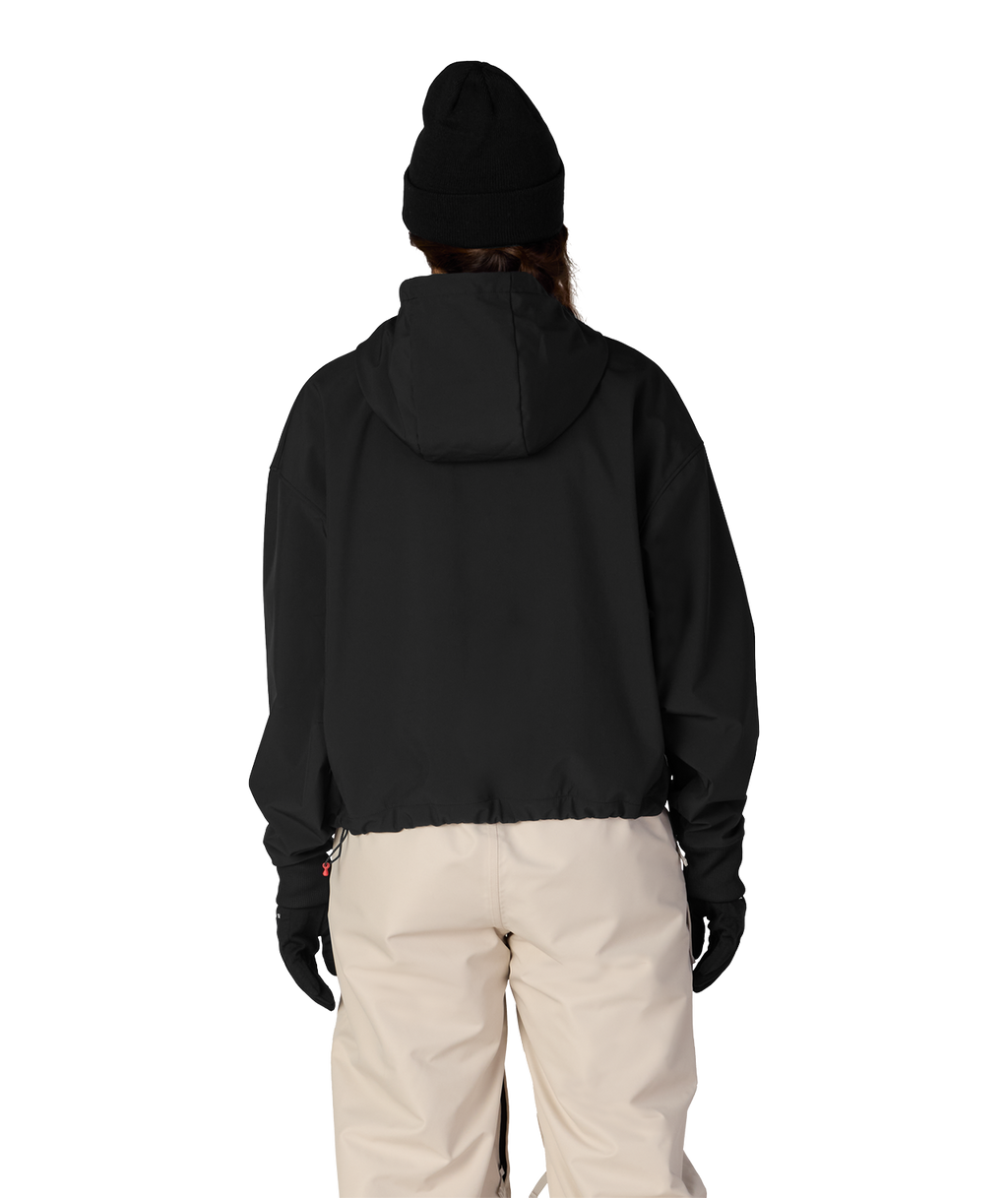 WOMENS WATERPROOF TEAM CROP HOODY - BLACK